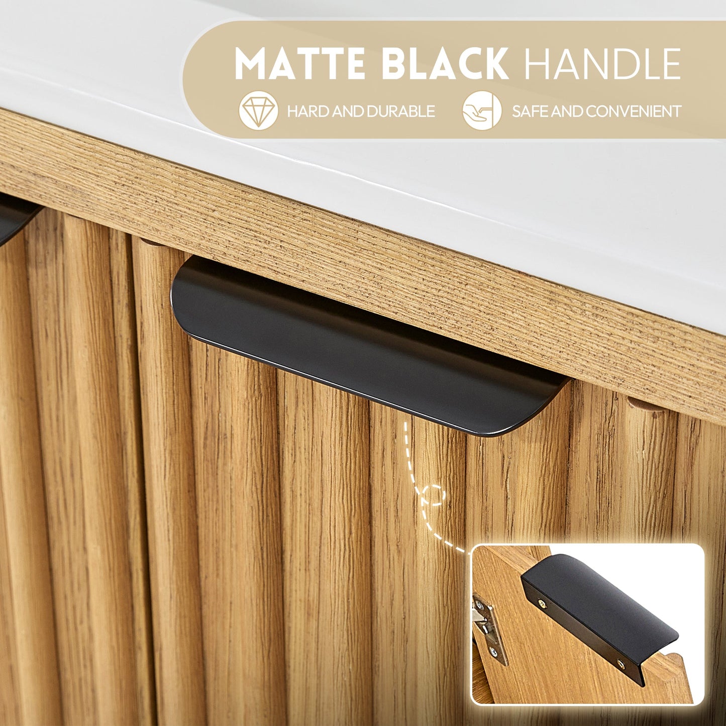 Mumbai 24" Free-standing Single Bath Vanity in Oak Weathering Light Brown with Drop-In White Ceramic Basin Top