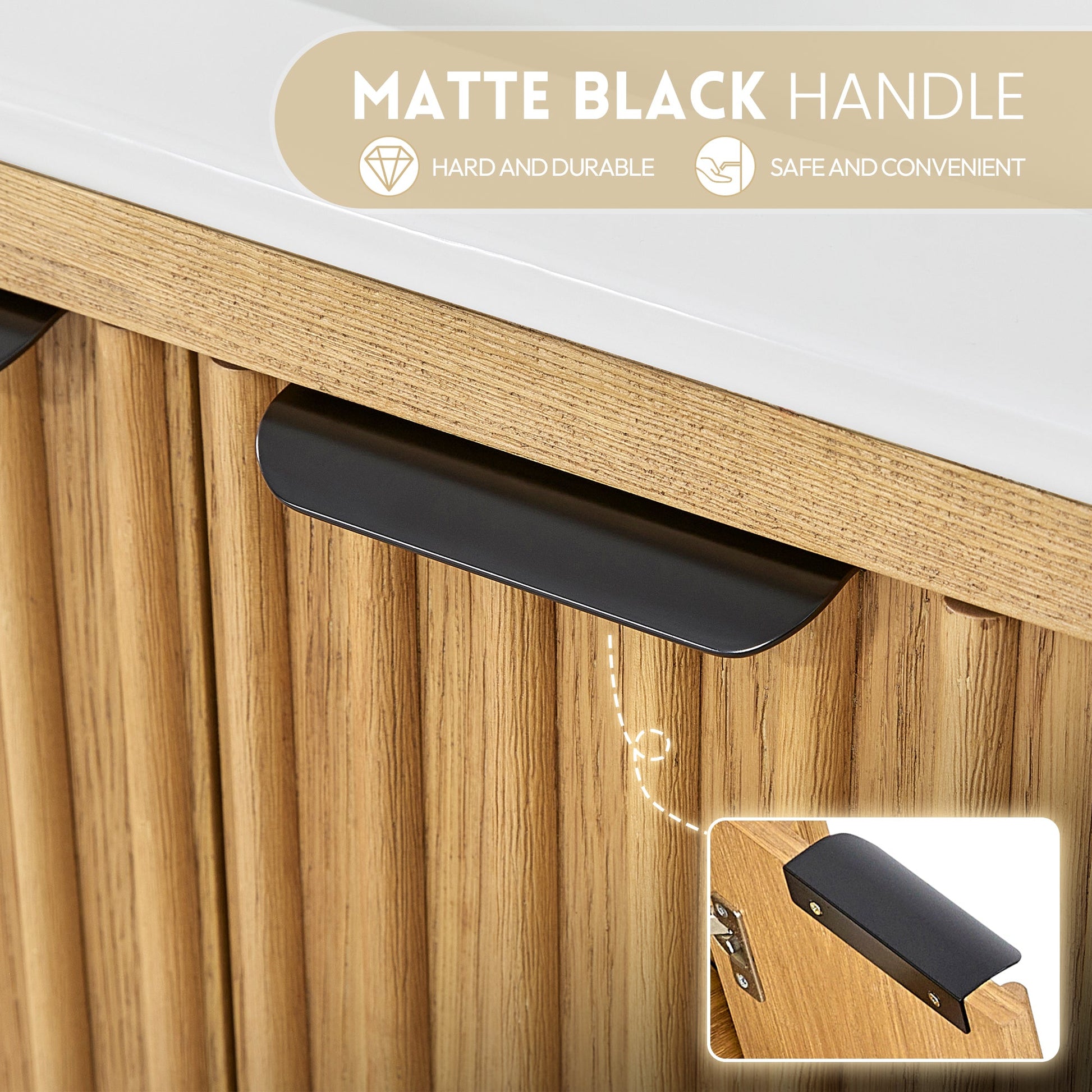 Mumbai 24" Free-standing Single Bath Vanity in Oak Weathering Light Brown with Drop-In White Ceramic Basin Top