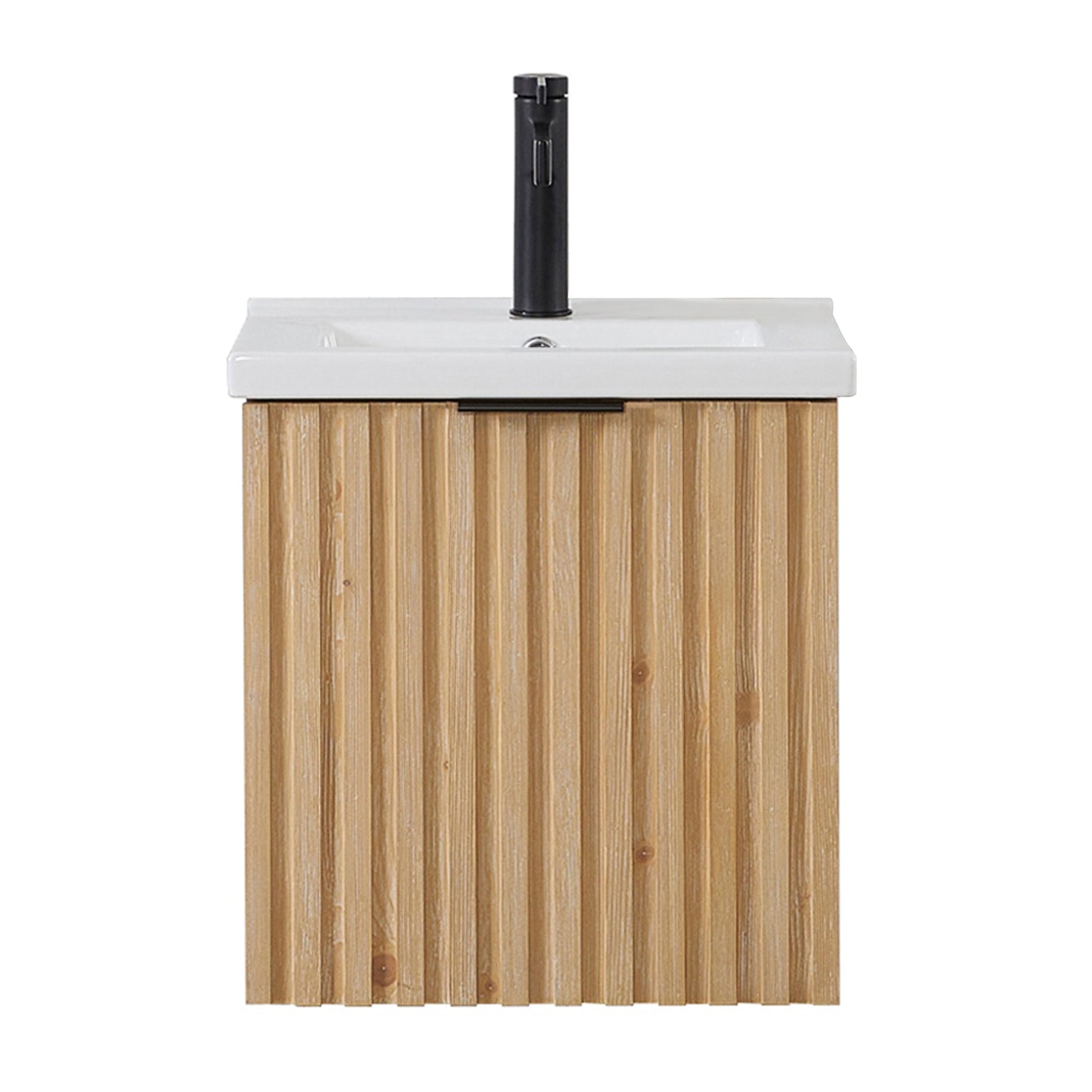Manila Floating Single Bath Vanity in Washed Ash Grey with Drop-In White Ceramic Basin Top