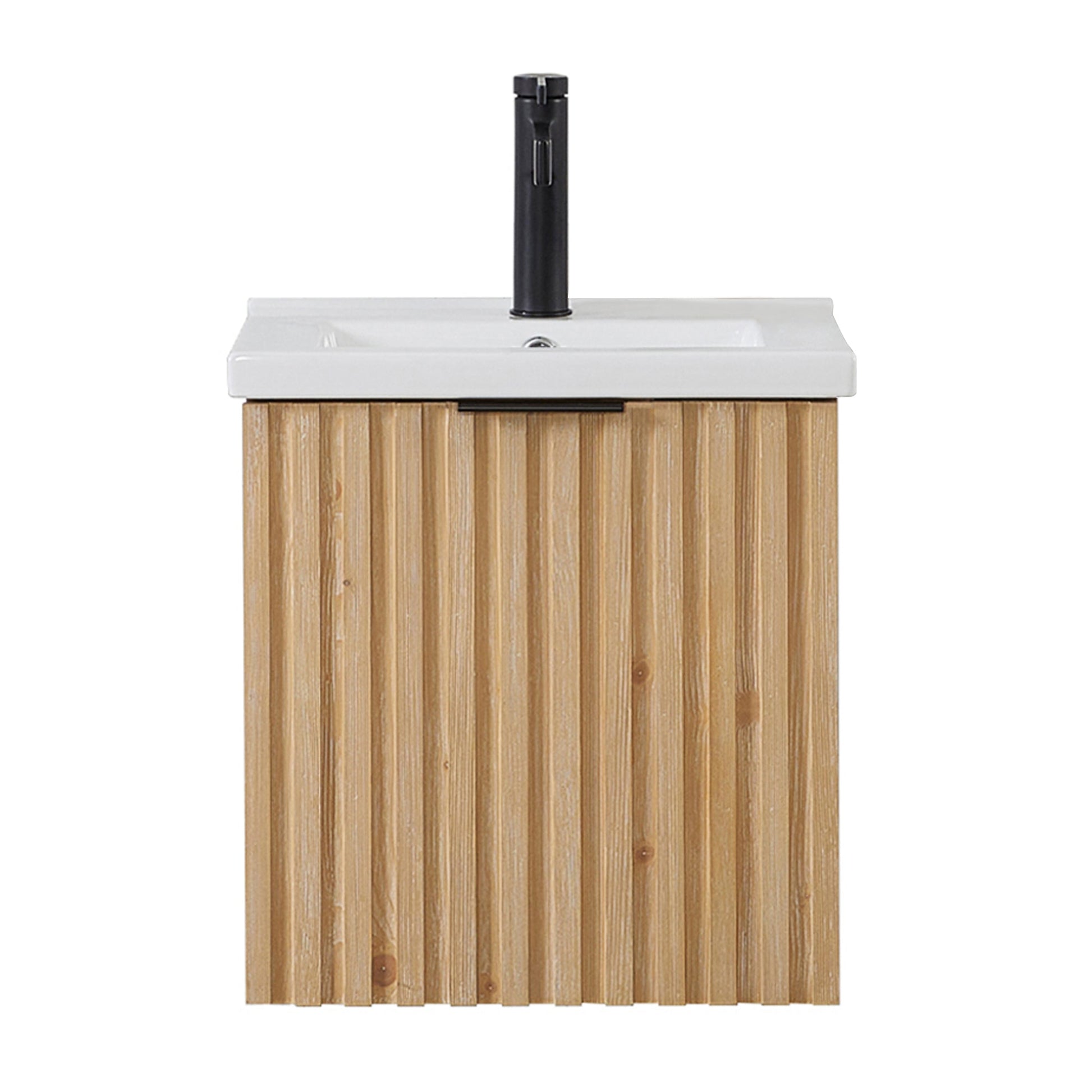 Manila Floating Single Bath Vanity in Washed Ash Grey with Drop-In White Ceramic Basin Top