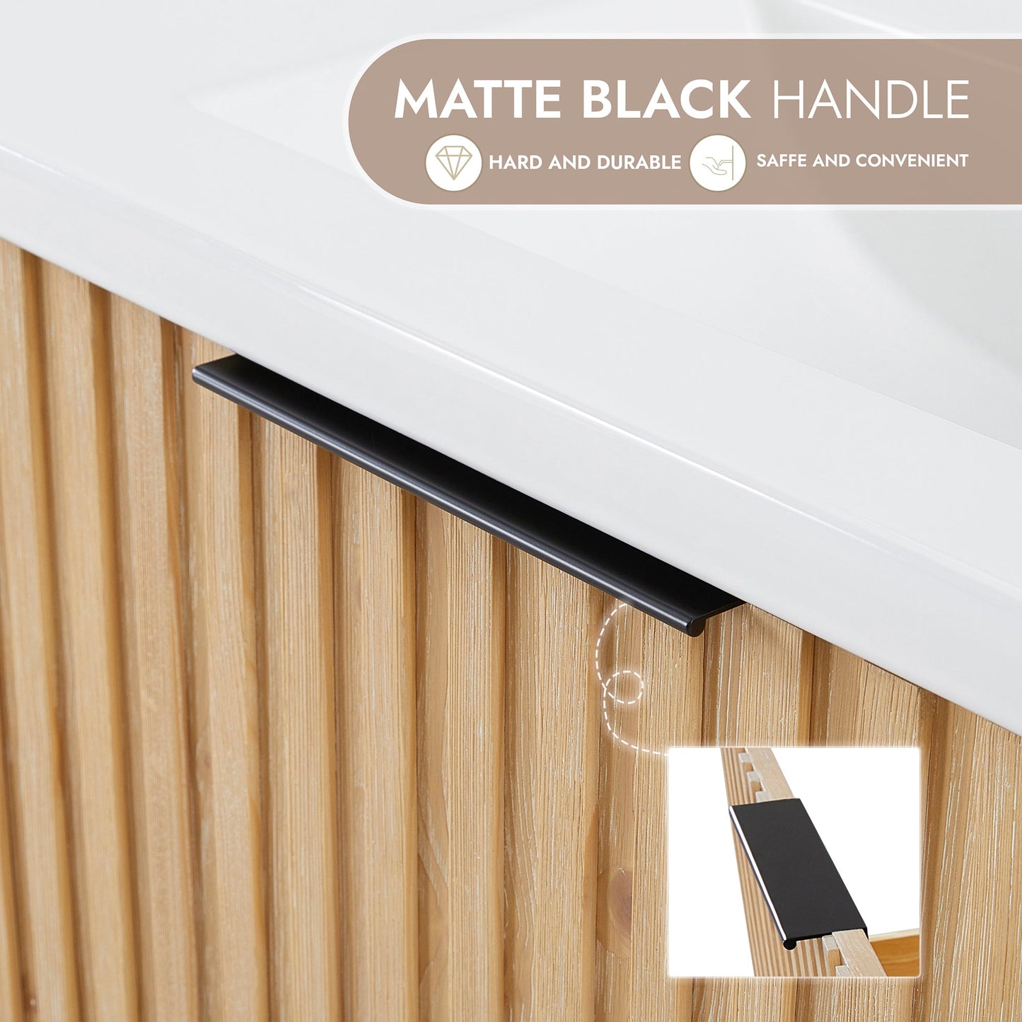 Manila Floating Single Bath Vanity in Washed Ash Grey with Drop-In White Ceramic Basin Top