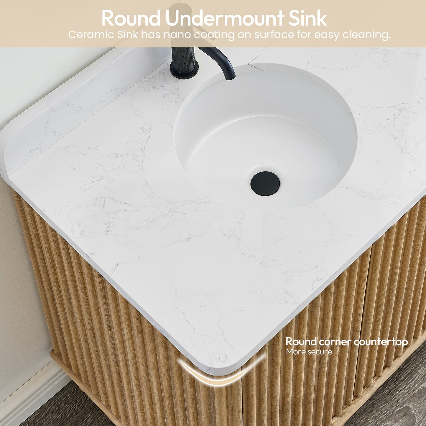 Seoul 30" Single Vanity in Washed Ash Grey with White Grain Composite Stone Top