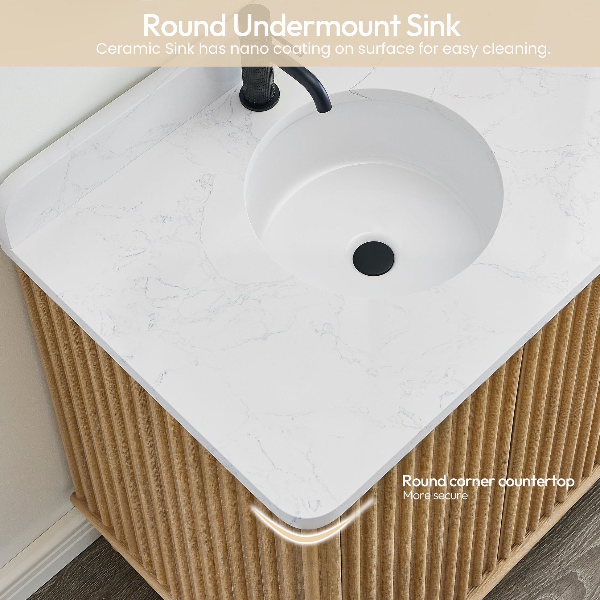 Seoul 30" Single Vanity in Washed Ash Grey with White Grain Composite Stone Top