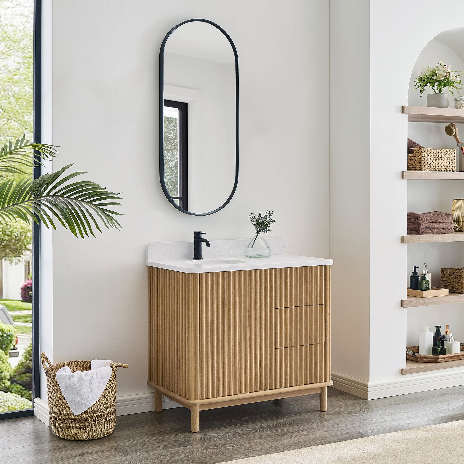 Seoul Bath Vanity with Grain Composite Stone Top