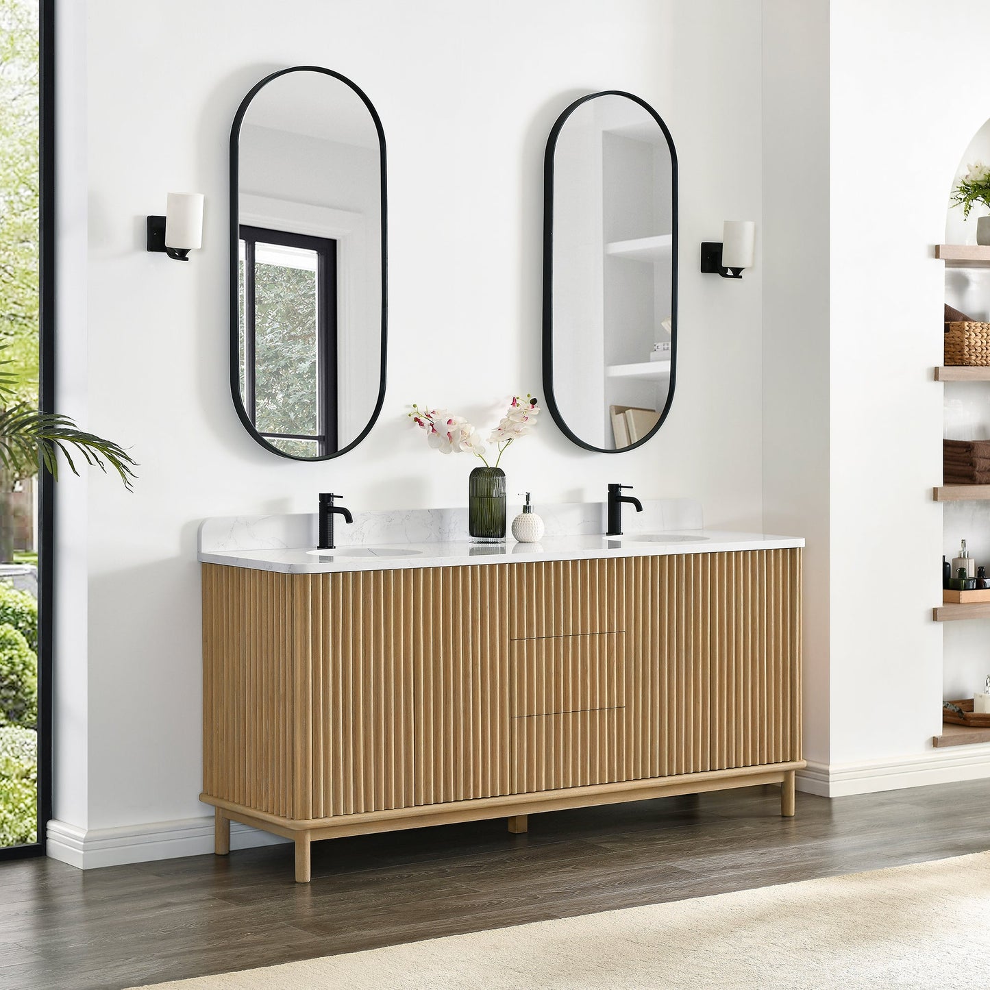 Seoul Bath Vanity with Grain Composite Stone Top