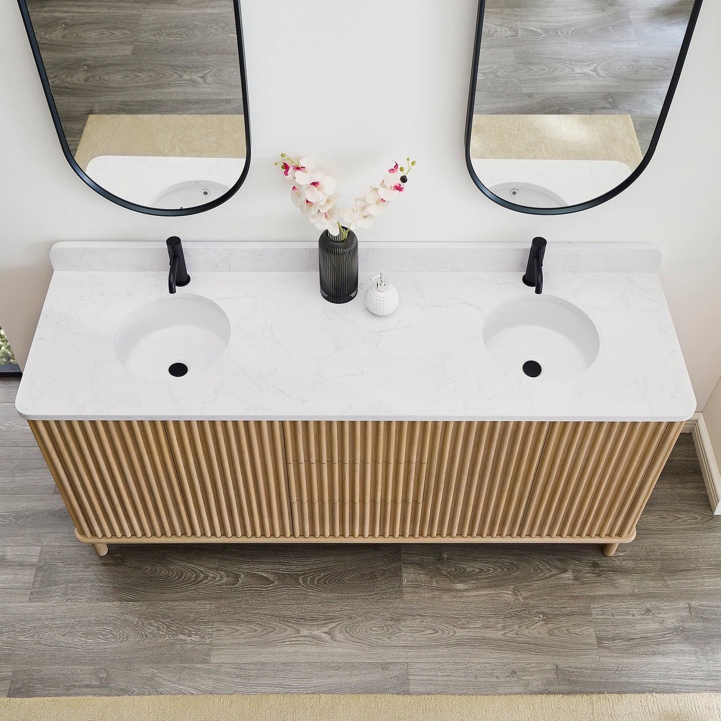 Seoul Bath Vanity with Grain Composite Stone Top