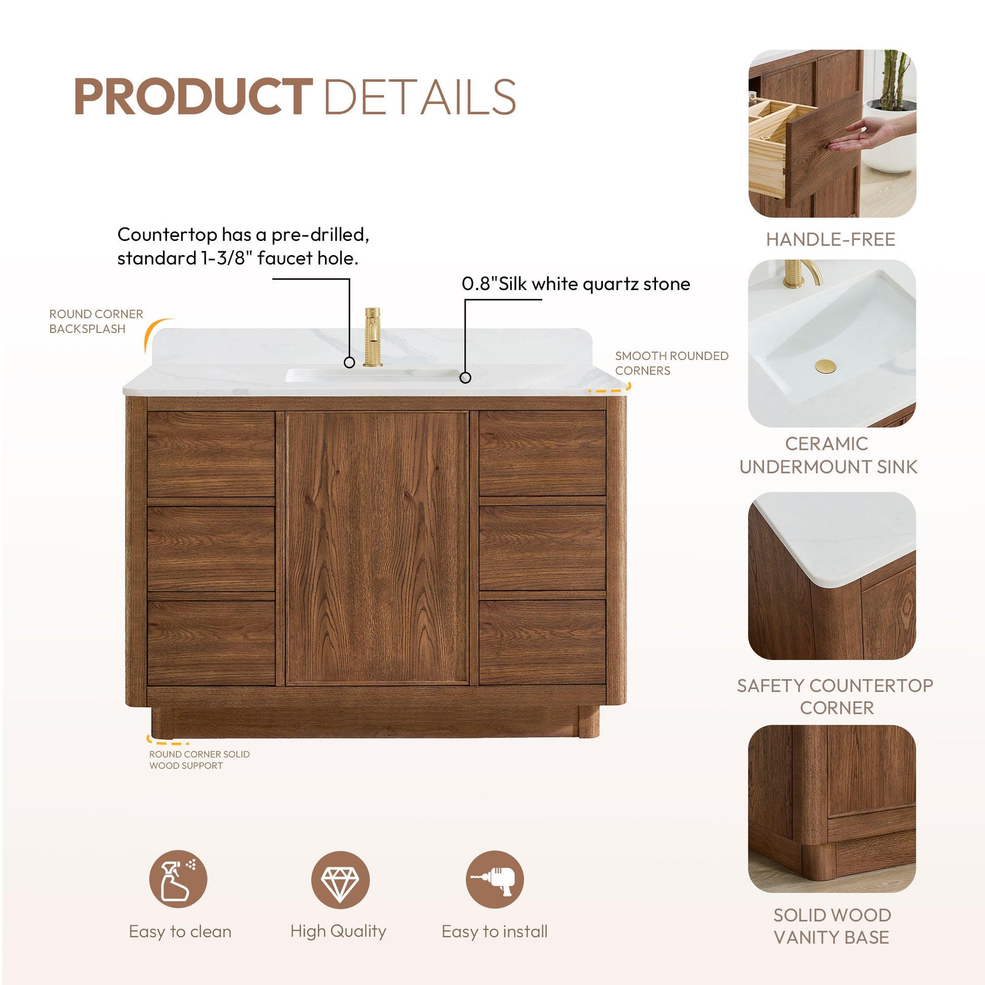 Cairo Bath Vanity with Quartz Stone Top