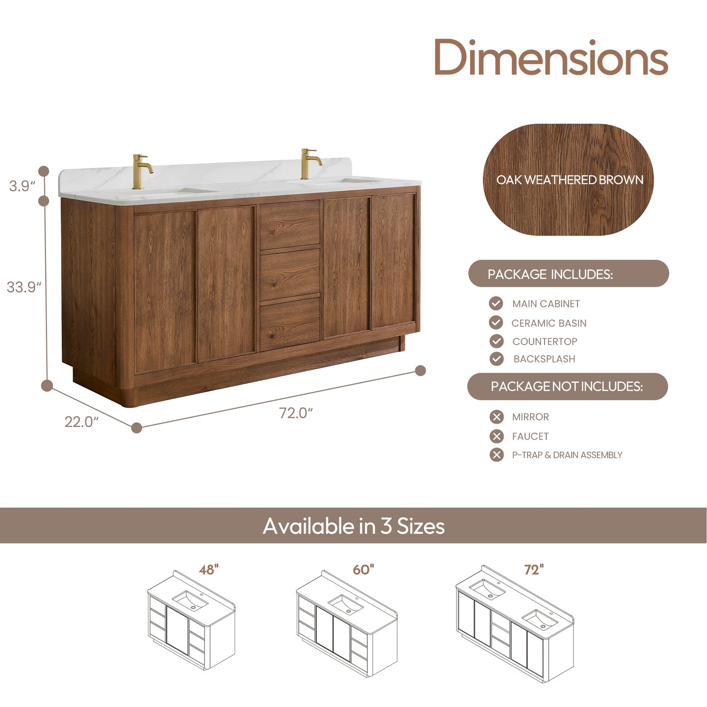 Cairo 72" Floating Double  Bath Vanity in Washed Ash Grey with Fish Maw White Quartz Stone Top