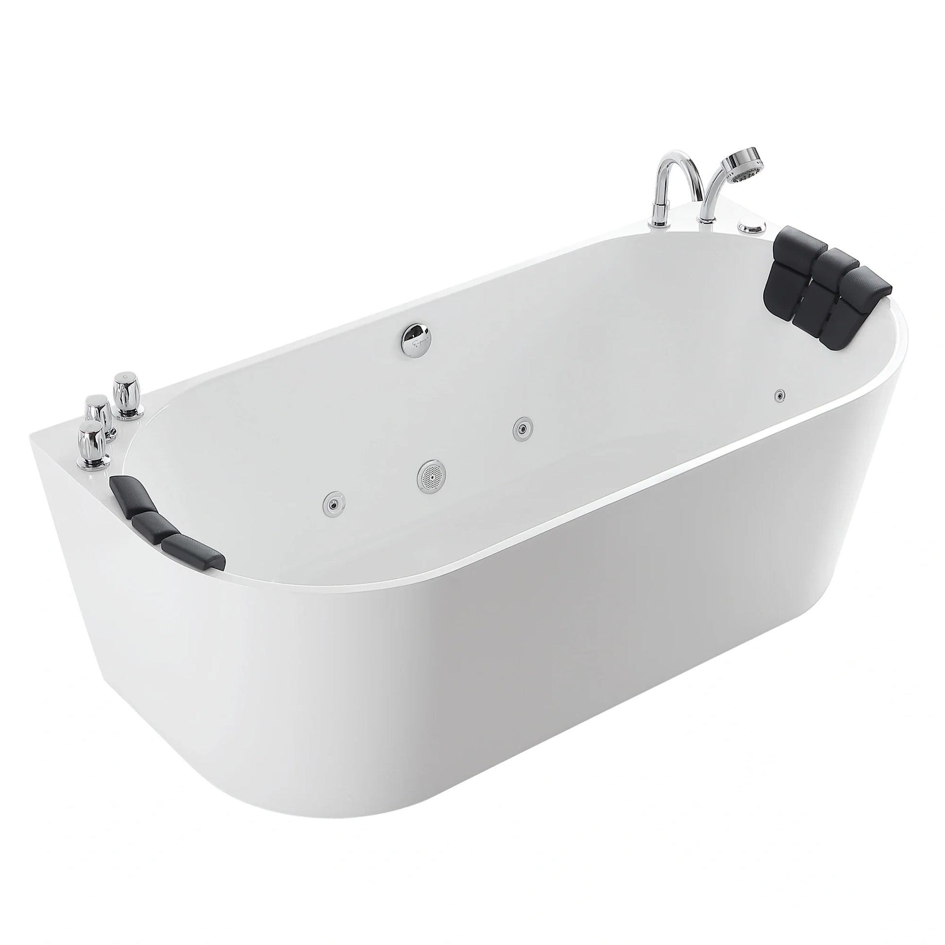 71" Freestanding Hydro Massage Whirlpool Bathtub with Center Drain