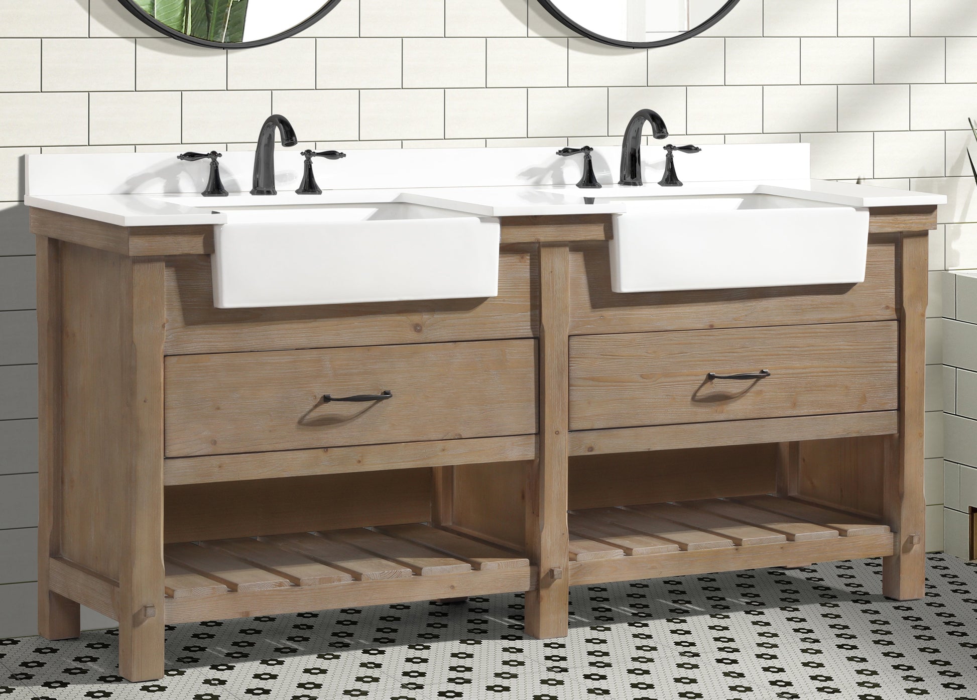 Marina 72" Bathroom Vanity Weathered Fir Finish