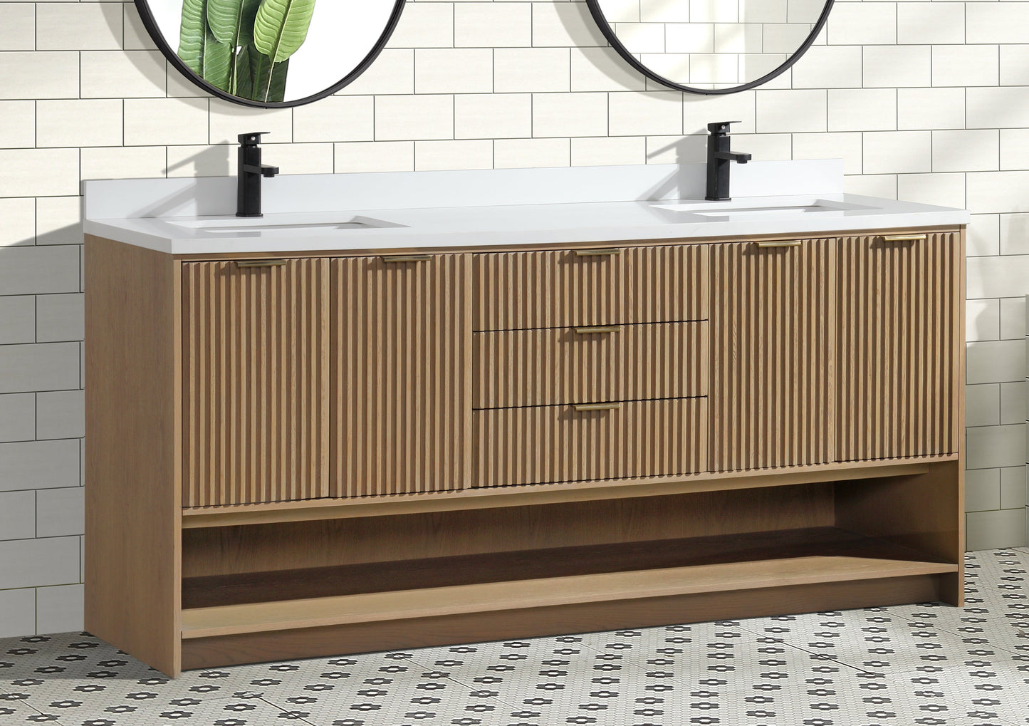 San Diego 72" Freestanding Bathroom Vanity Oak