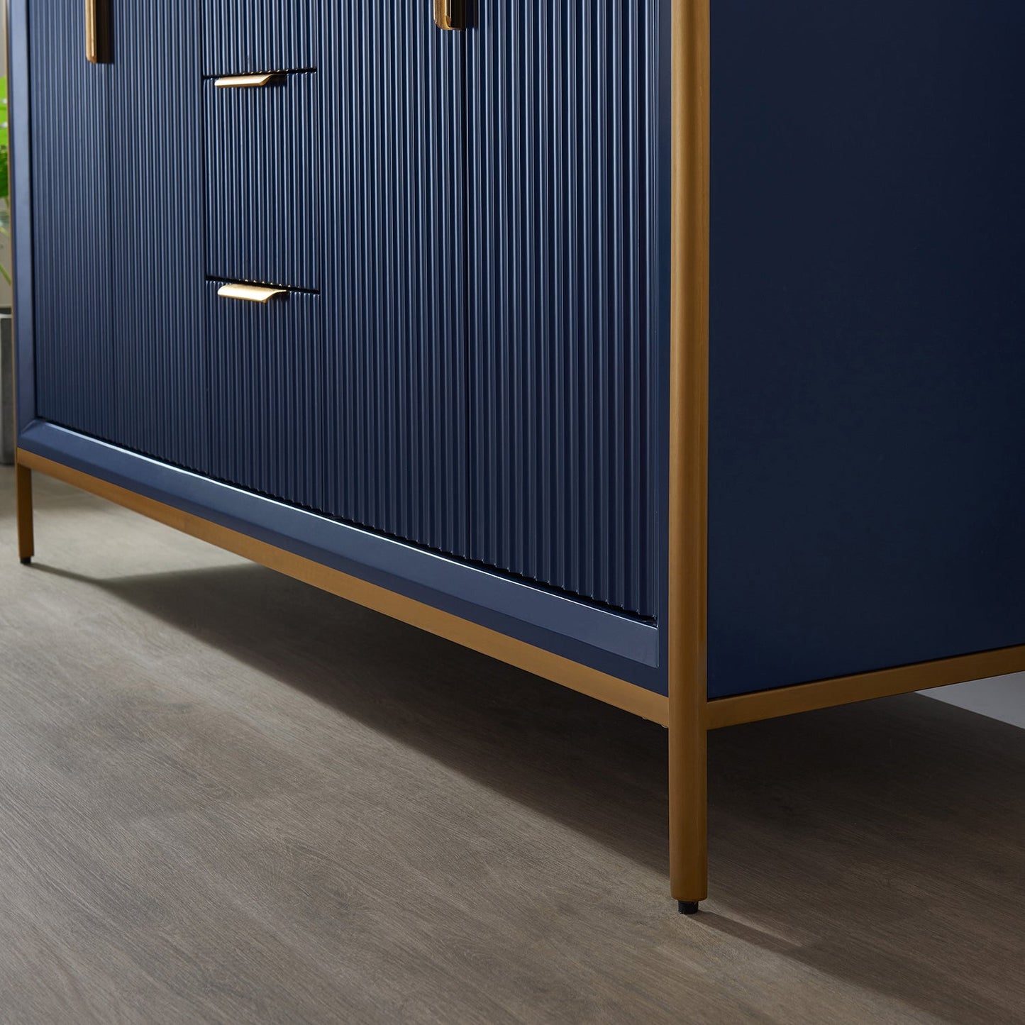 Granada 60" Double Vanity in Royal Blue with White Composite Grain Stone Countertop