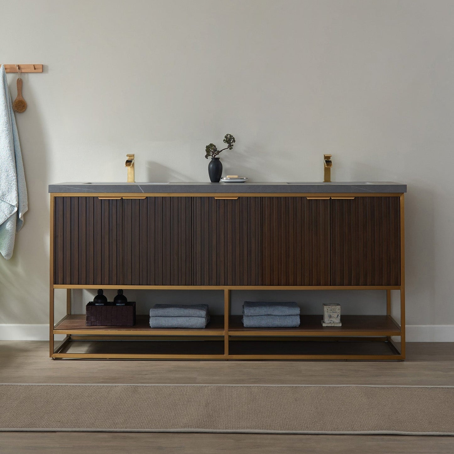 Donostia 72" Double Vanity in Walnut with Ceramic Under-Mount Sink