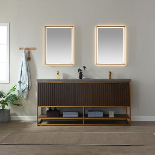 Donostia 72" Double Vanity in Walnut with Ceramic Under-Mount Sink