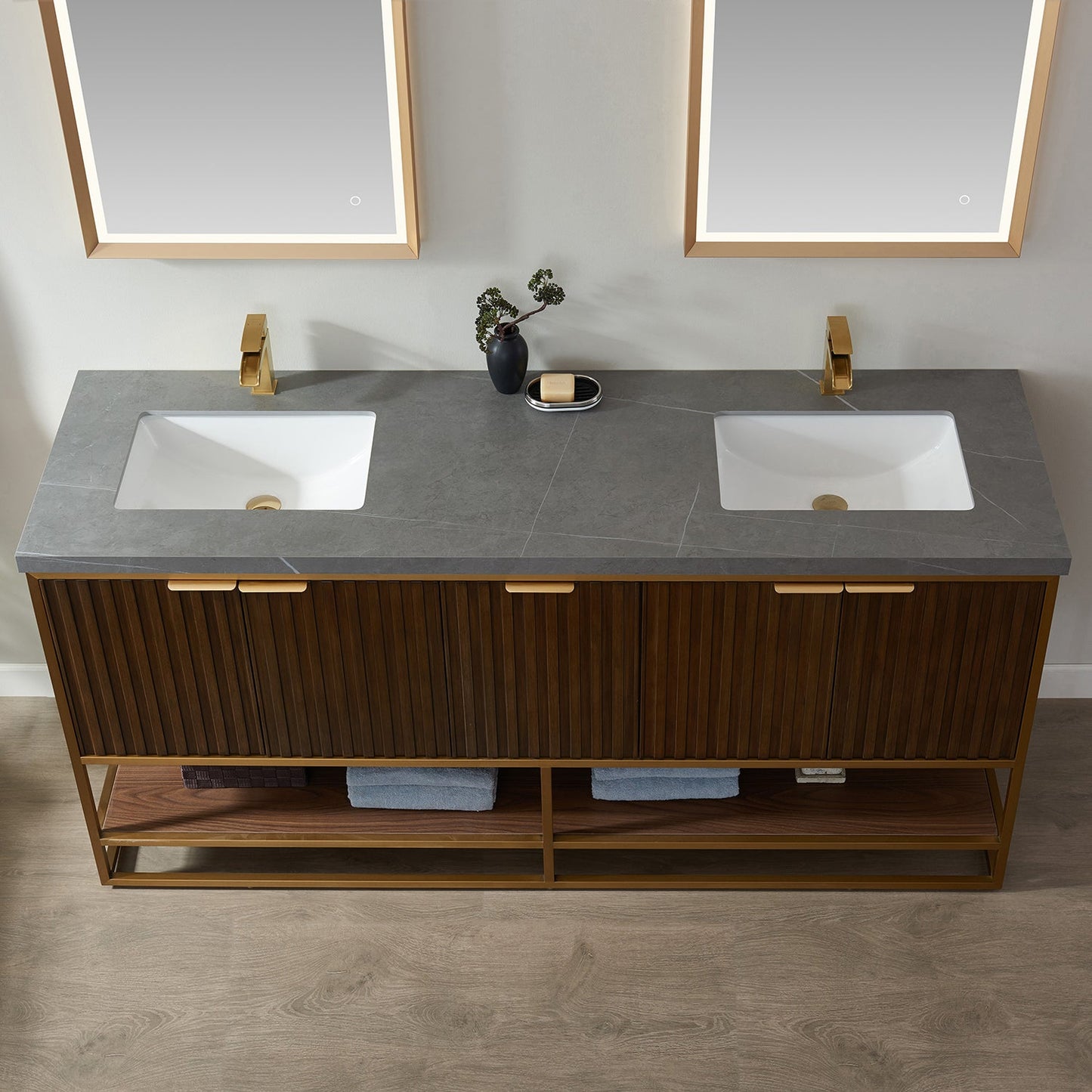 Donostia 72" Double Vanity in Walnut with Ceramic Under-Mount Sink
