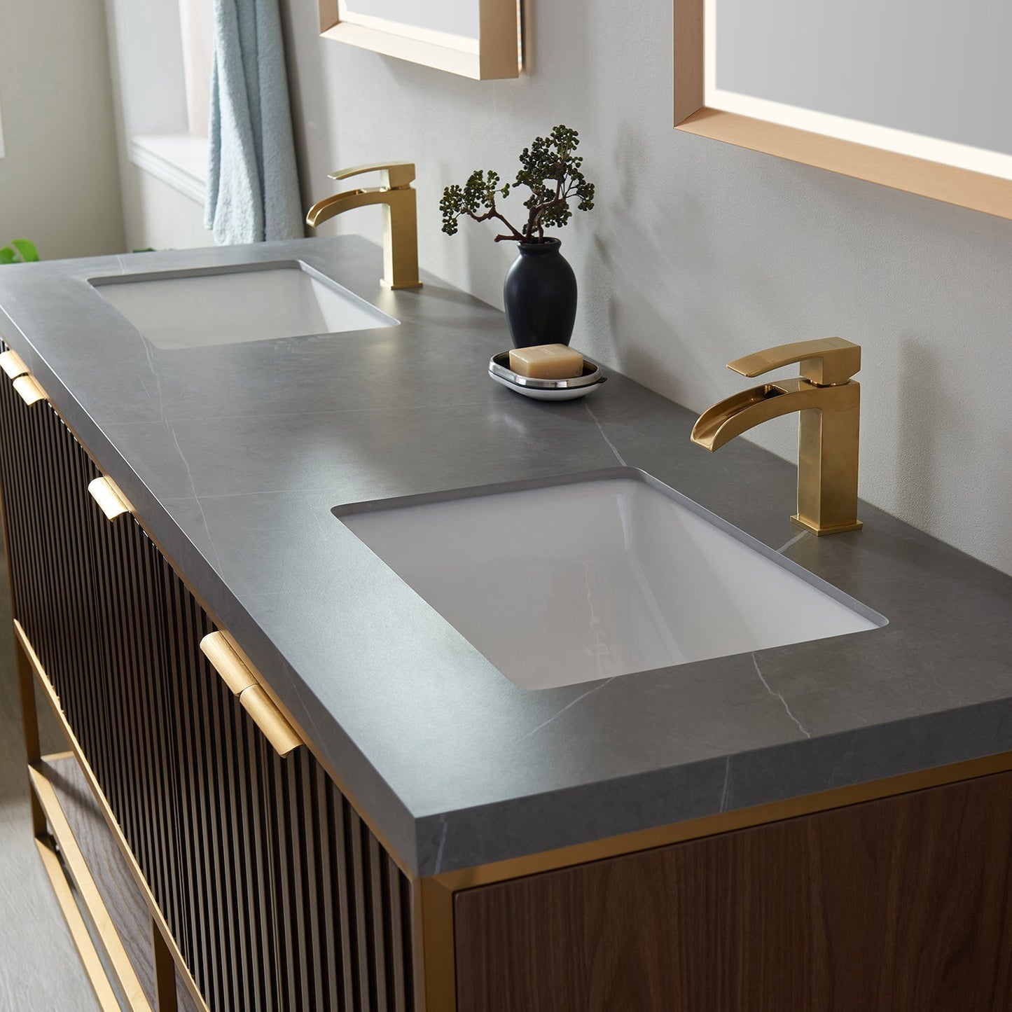 Donostia 72" Double Vanity in Walnut with Ceramic Under-Mount Sink