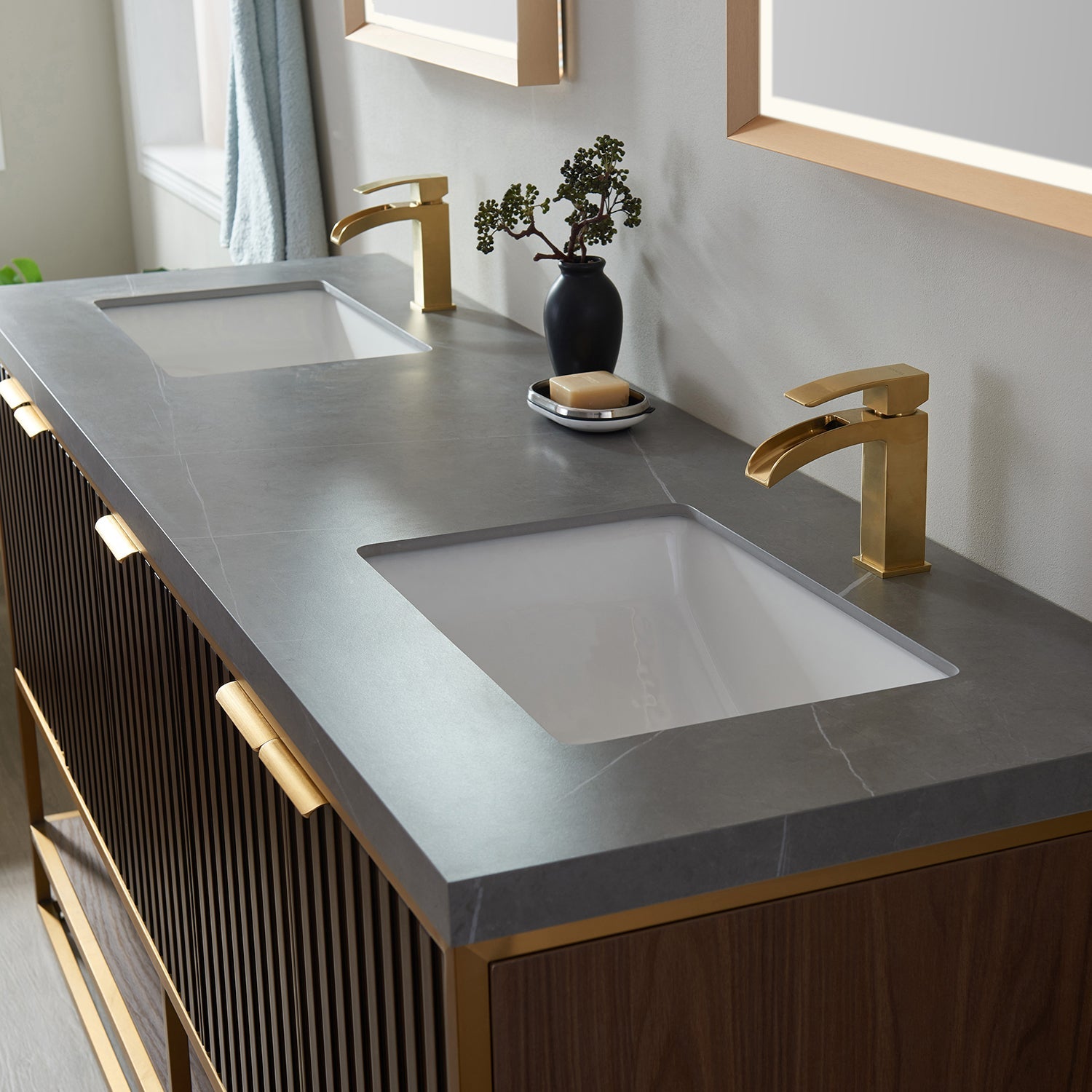 Donostia 72" Double Vanity in Walnut with Ceramic Under-Mount Sink
