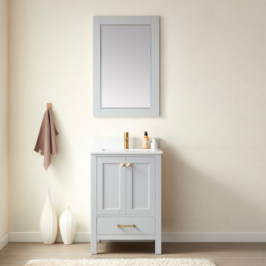 Shannon 24" Single Vanity in Paris Grey and Composite Carrara White Stone Countertop