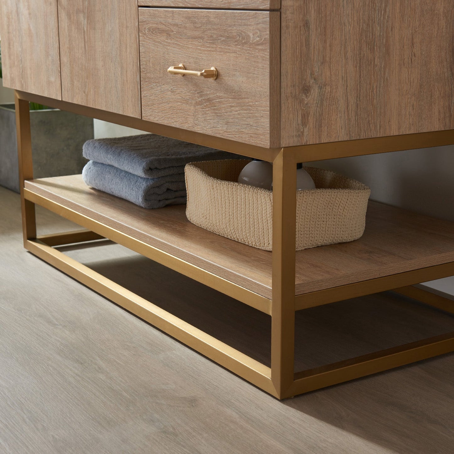 Alistair 42" Single Vanity in North American Oak with White Grain Stone Countertop