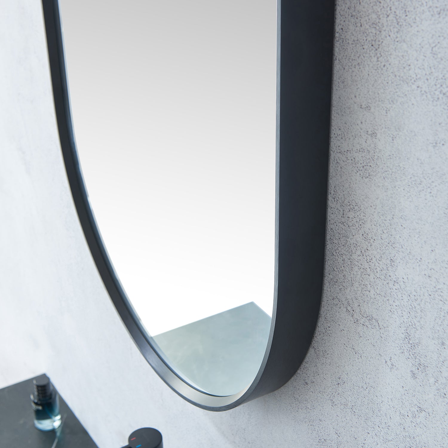 Miajadas 20 in. W x 36 in. H Oval Metal Wall Mirror in Brushed Black