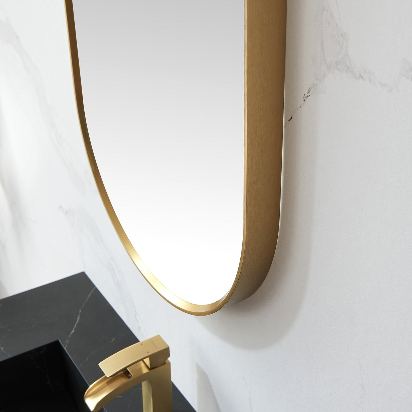 Miajadas 20 in. W x 36 in. H Oval Metal Wall Mirror in Brushed Gold