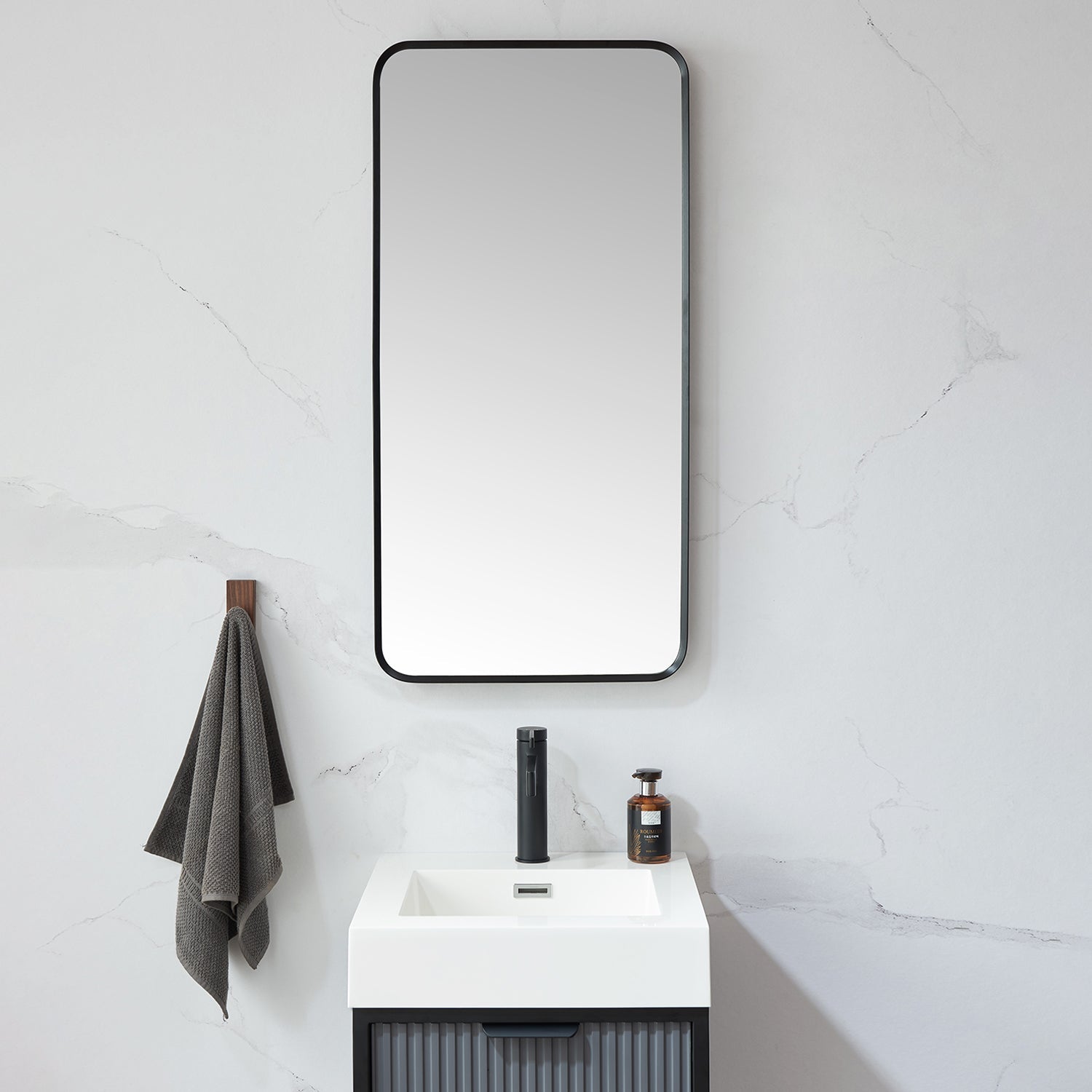 Mutriku 18 in. W x 36 in. H Rectangle Metal Wall Mirror in Brushed Black