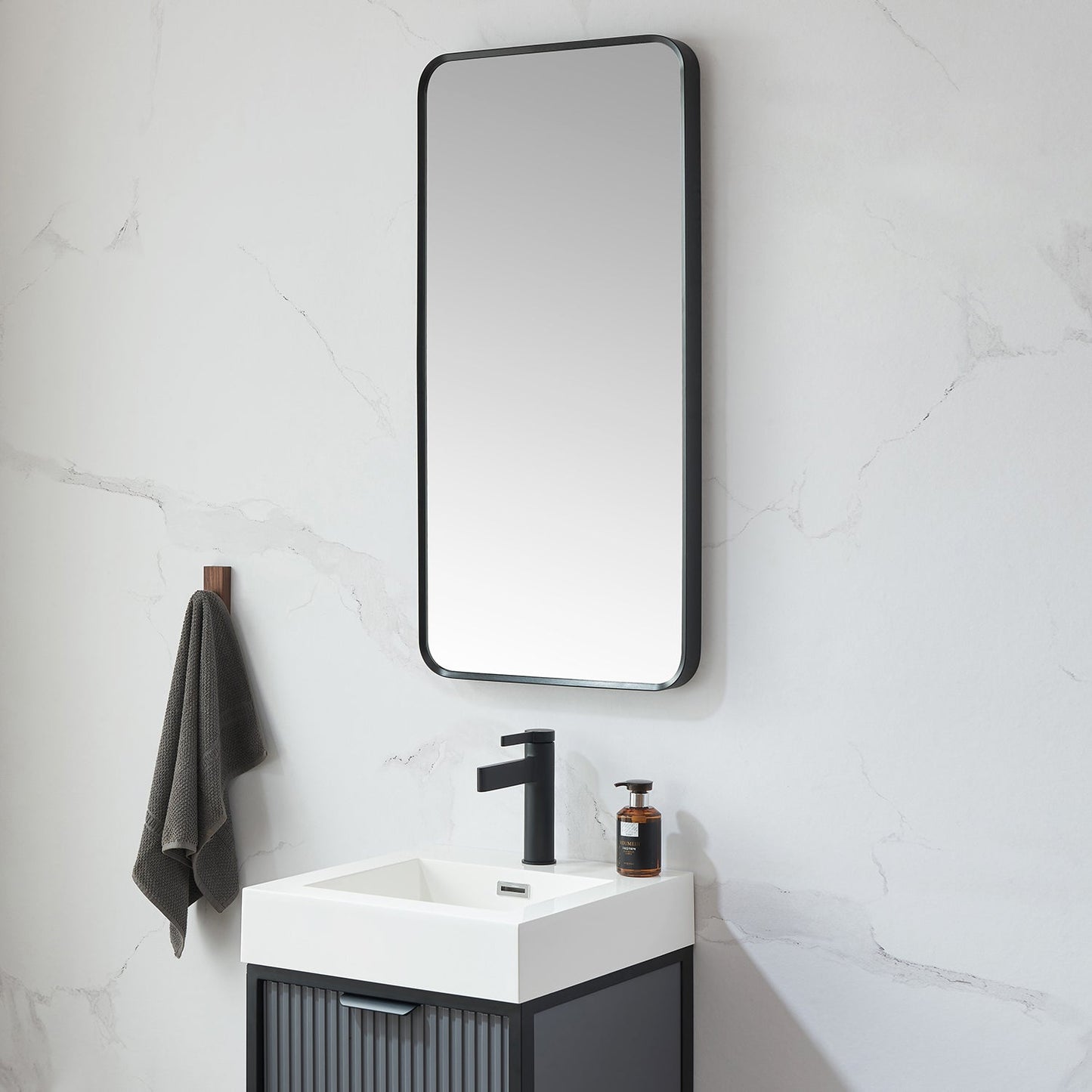 Mutriku 18 in. W x 36 in. H Rectangle Metal Wall Mirror in Brushed Black
