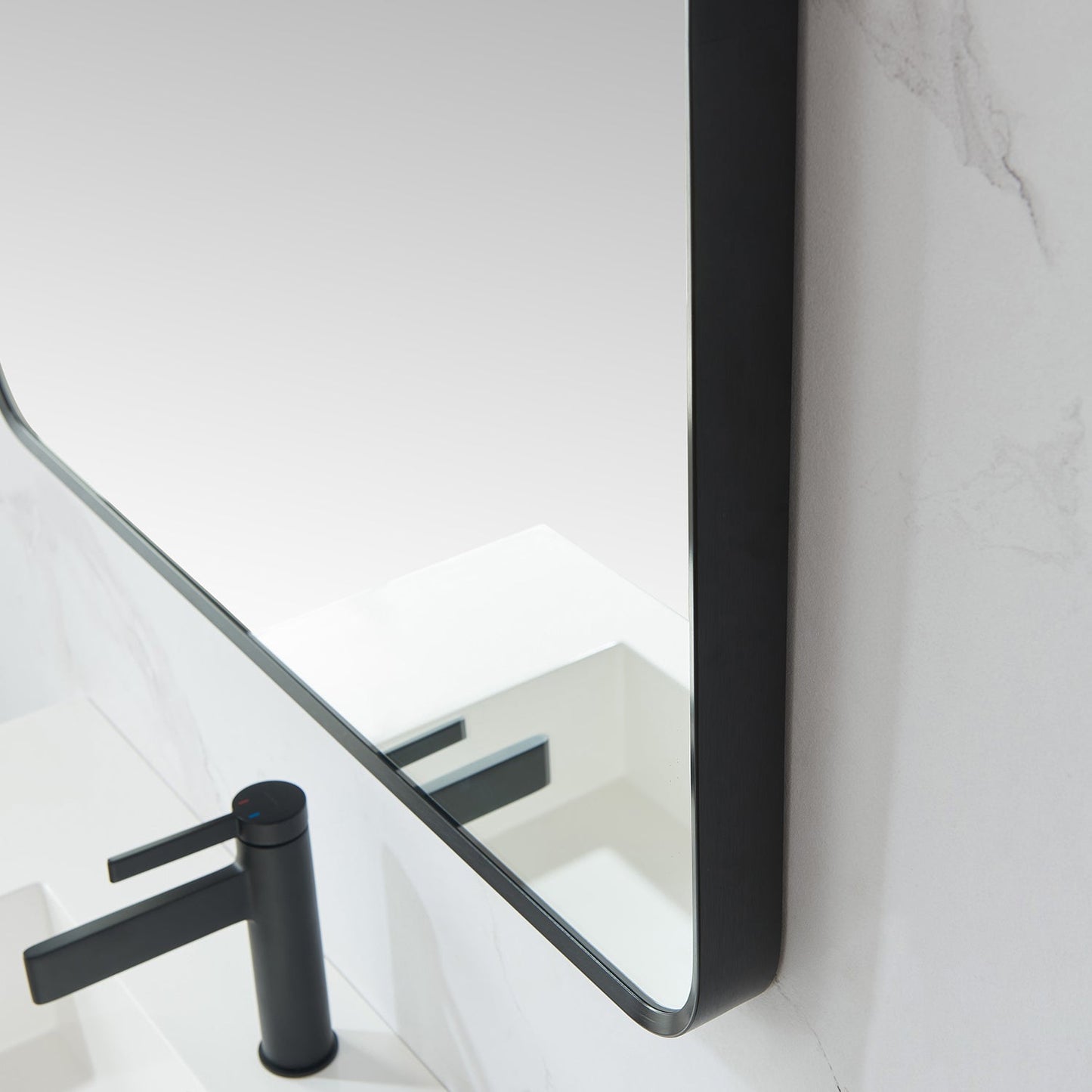 Mutriku 32 in. W x 36 in. H Rectangle Metal Wall Mirror in Brushed Black