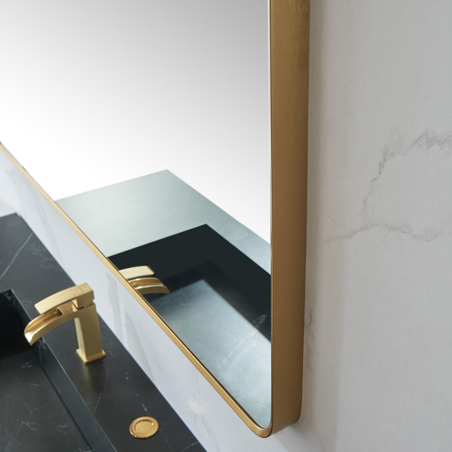Mutriku 48 in. W x 32 in. H Rectangle Metal Wall Mirror in Brushed Gold