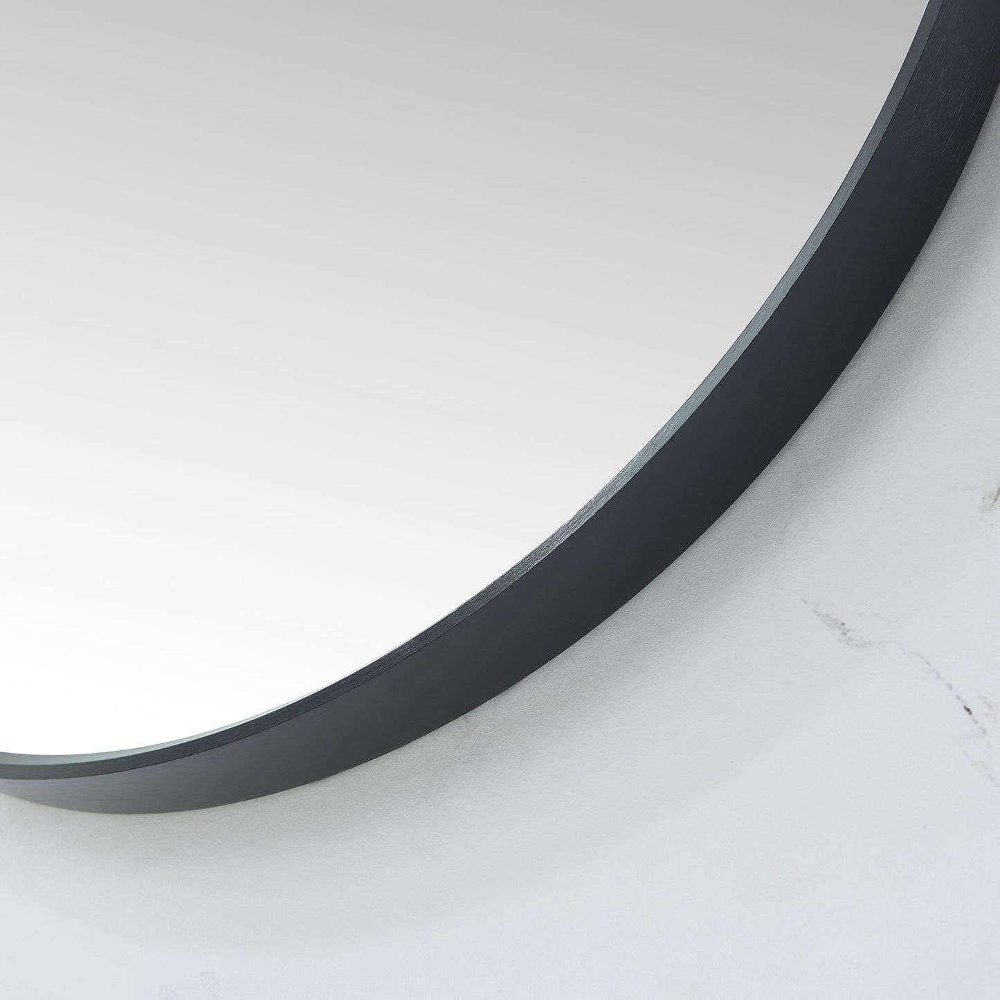 Cascante 28 in. W x 28 in. H Round Metal Wall Mirror in Brushed Black