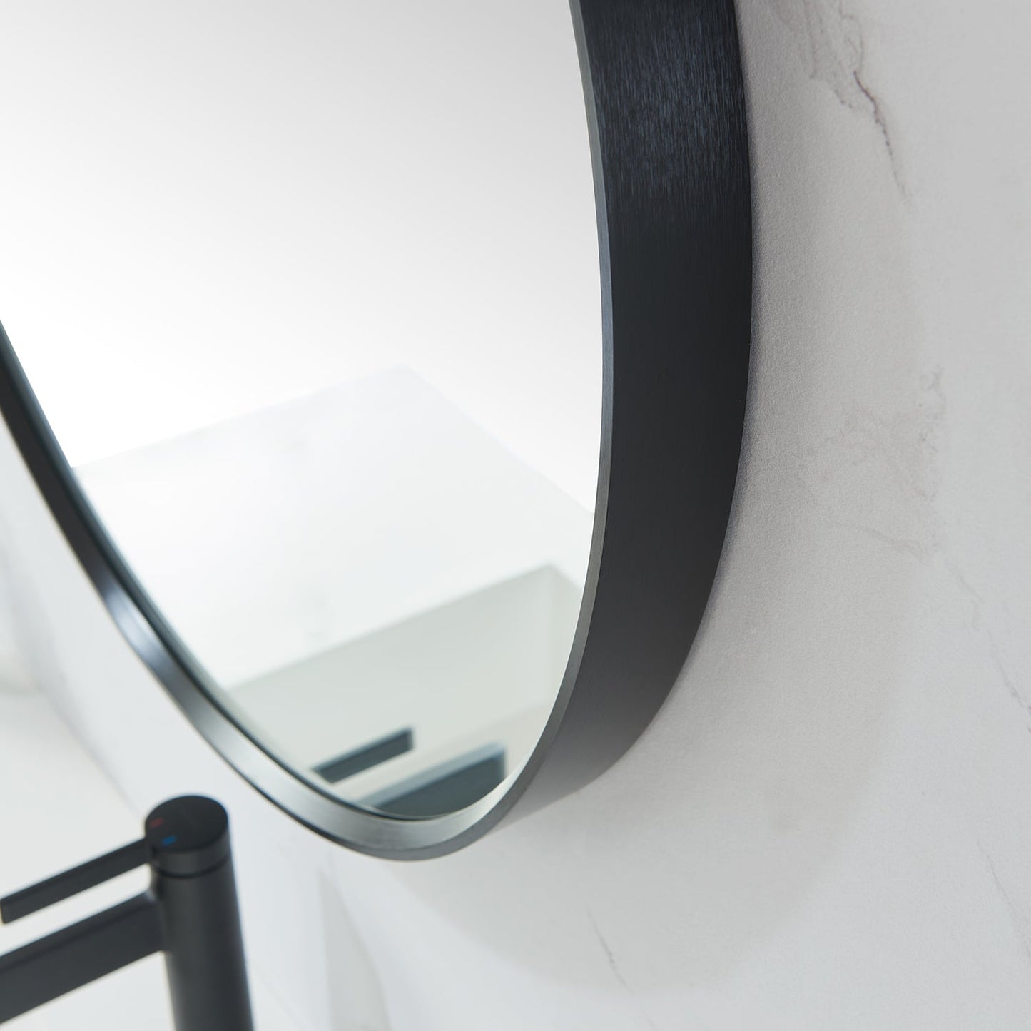 Cascante 35.4 in. W x 35.4 in. H Round Metal Wall Mirror in Brushed Black