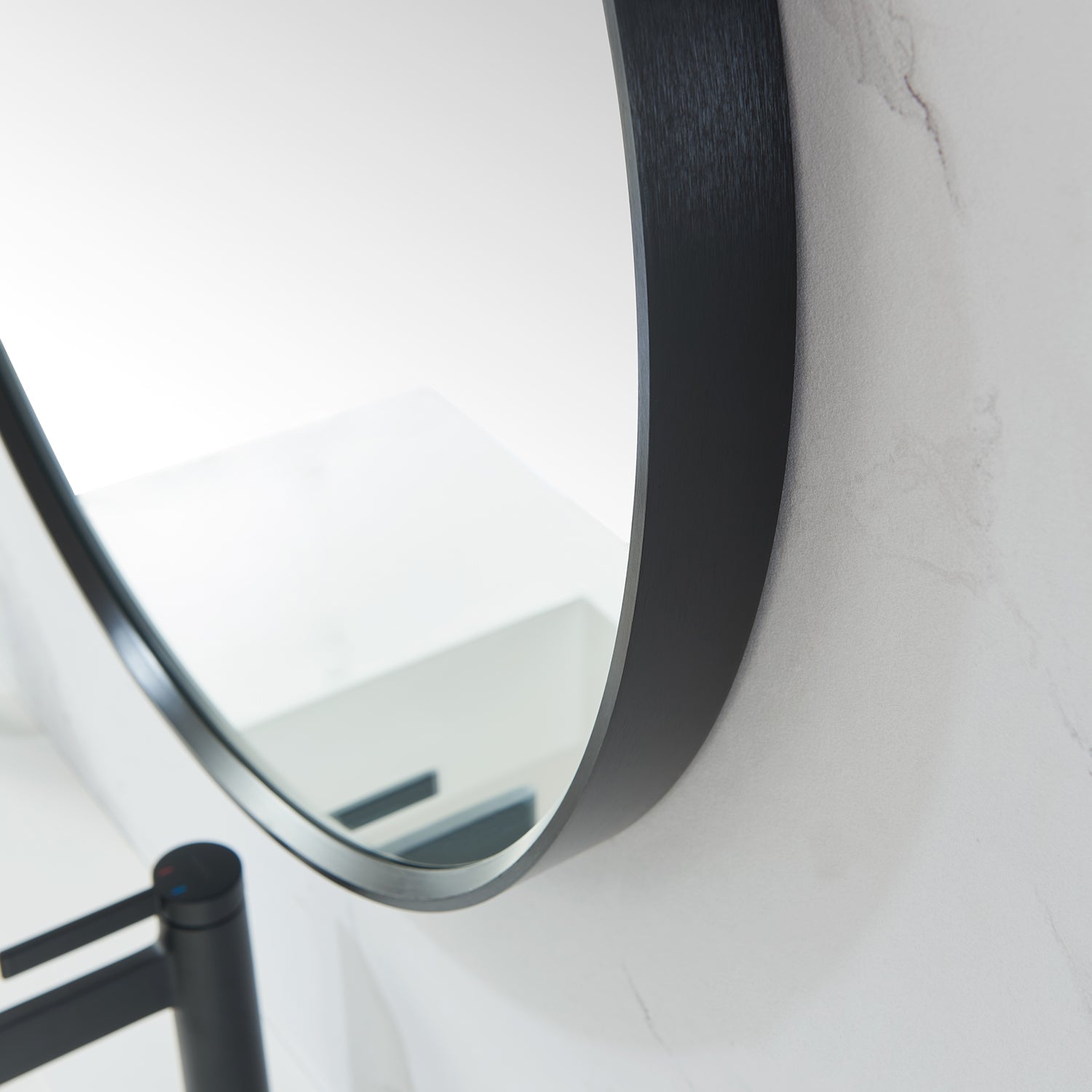 Cascante 35.4 in. W x 35.4 in. H Round Metal Wall Mirror in Brushed Black