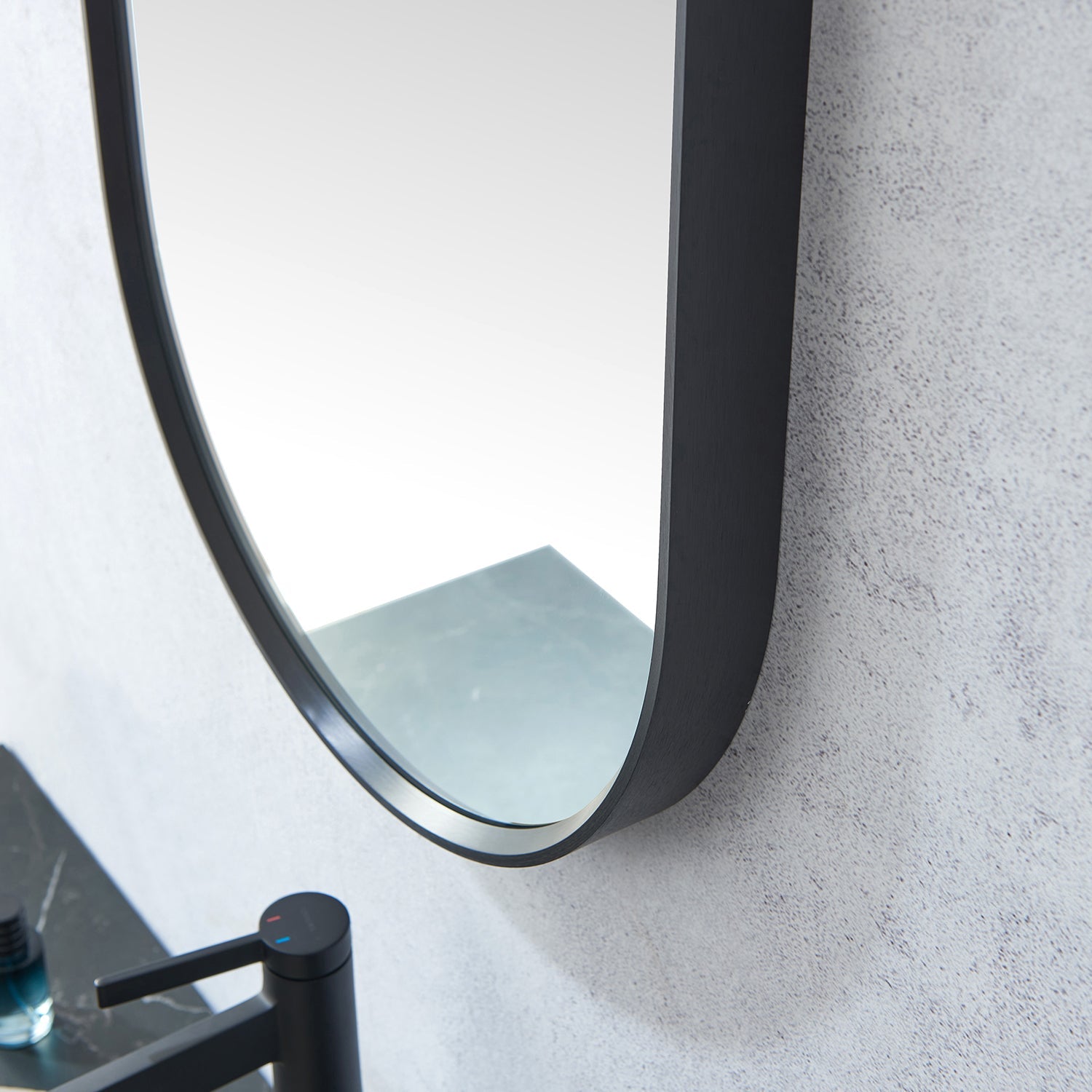 Luarca 18 in. W x 48 in. H Oval Metal Wall Mirror in Brushed Black
