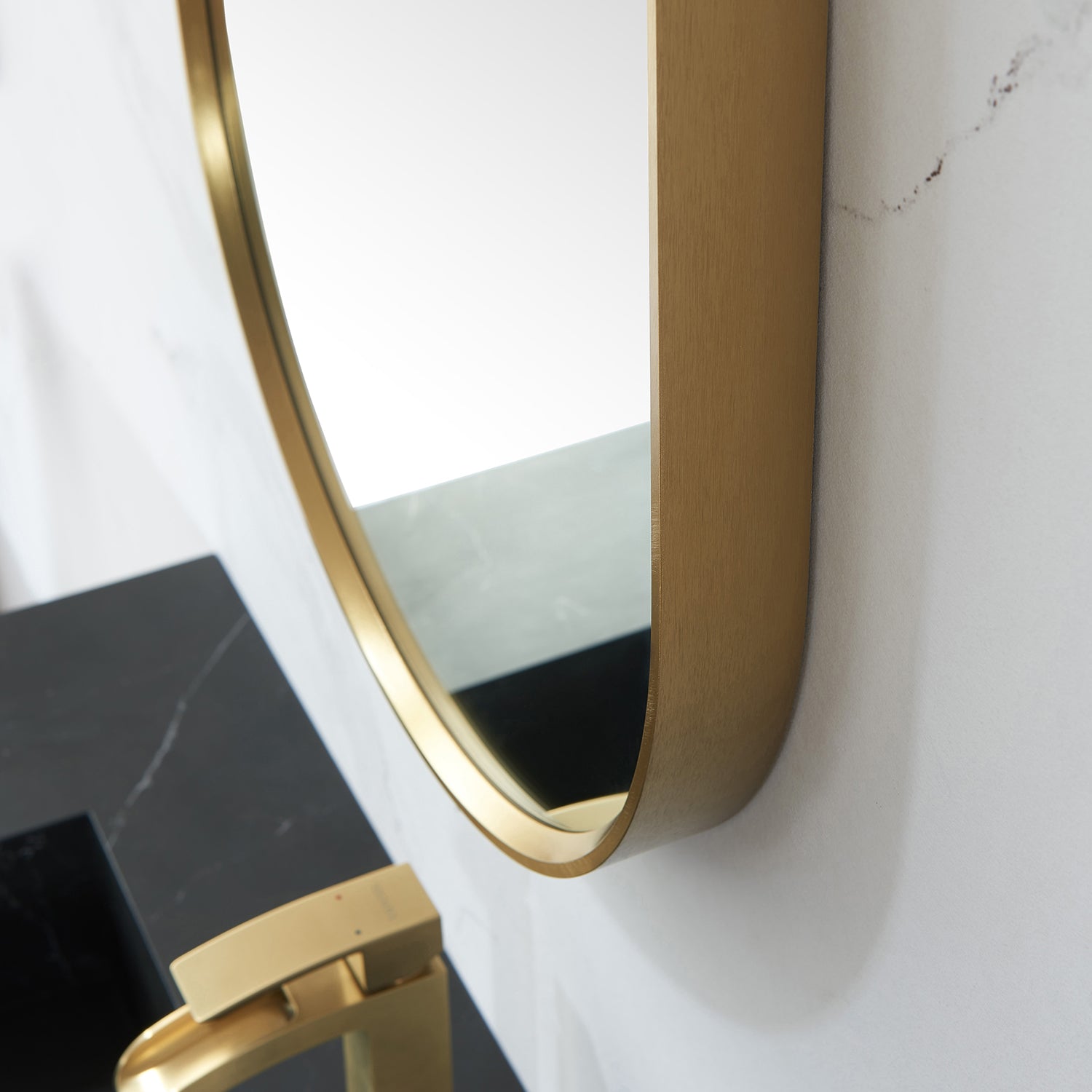 Luarca 18 in. W x 48 in. H Oval Metal Wall Mirror in Brushed Gold