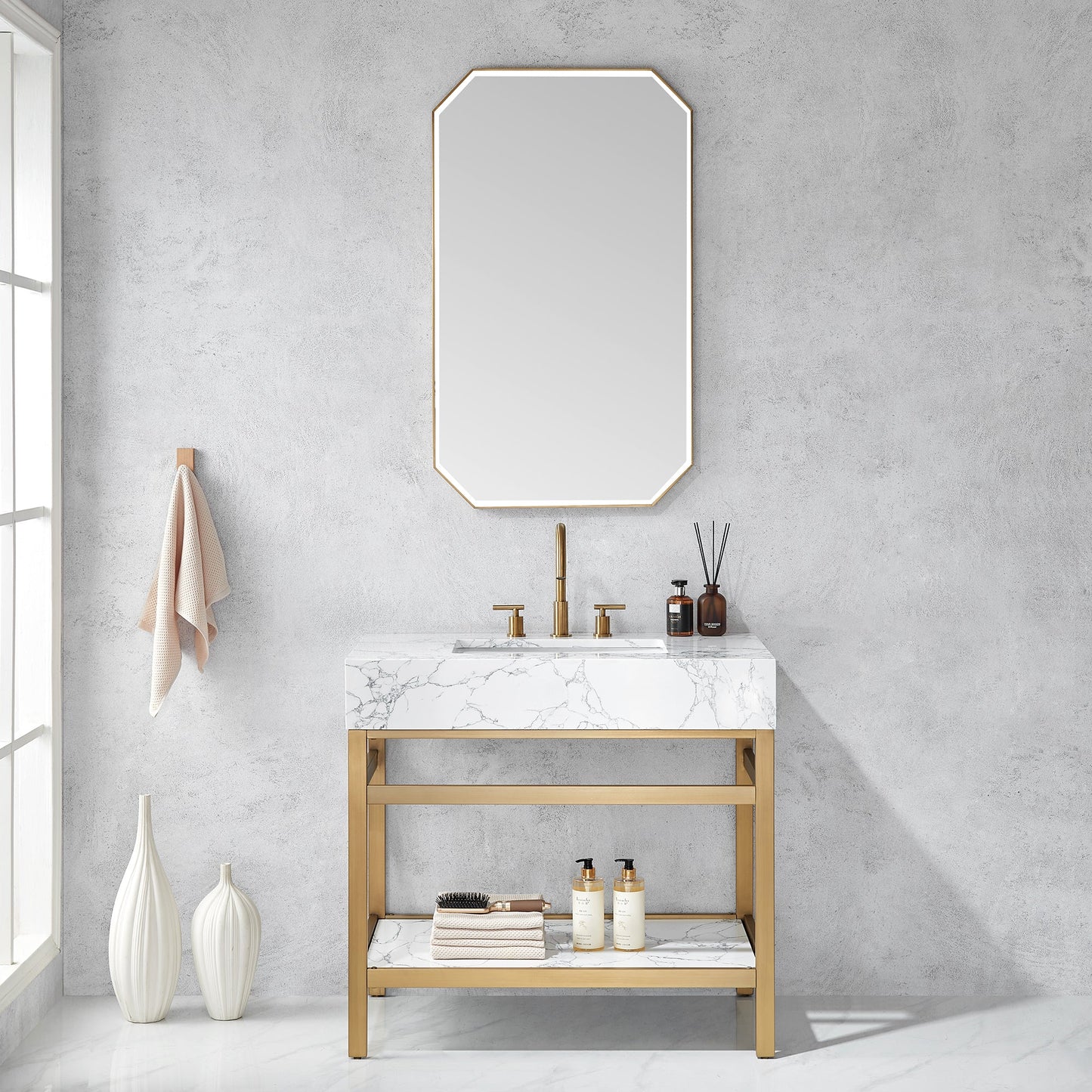 Sabadell 24 in. W x 40 in. H Octagon Metal Wall Mirror
