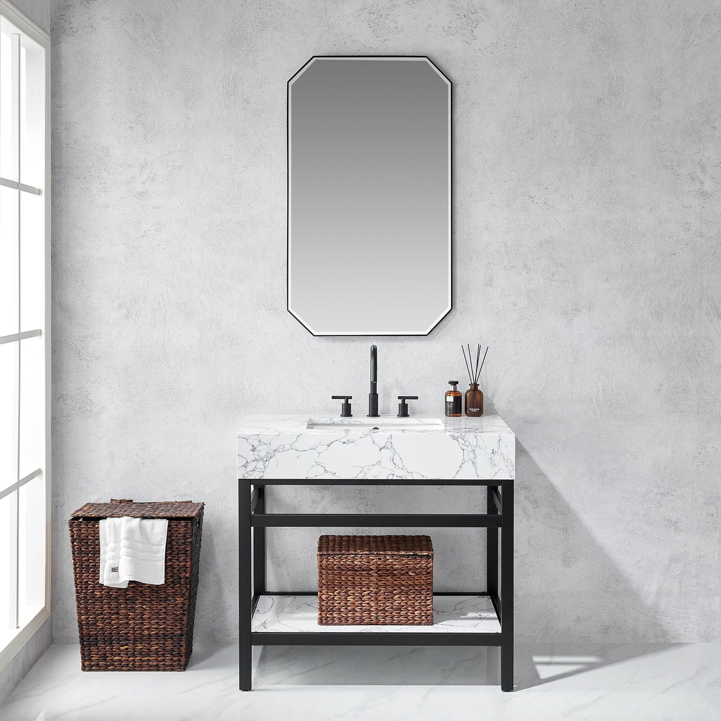 Sabadell 24 in. W x 40 in. H Octagon Metal Wall Mirror