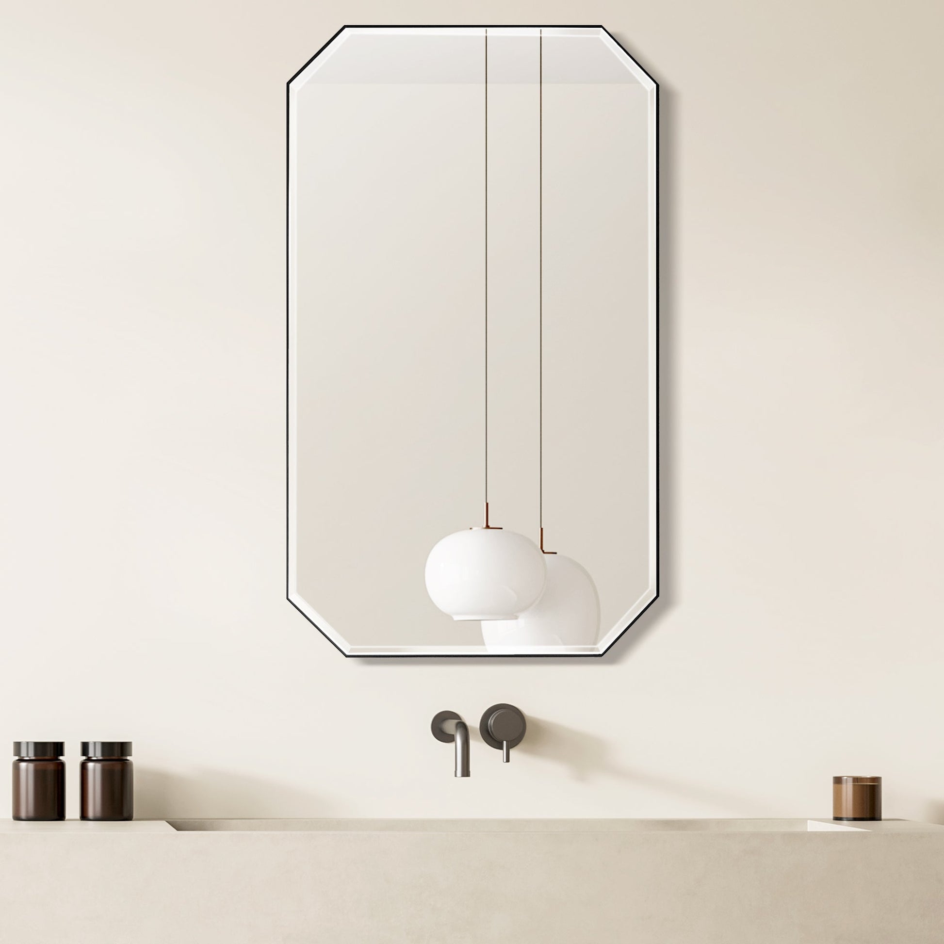 Sabadell 24 in. W x 40 in. H Octagon Metal Wall Mirror
