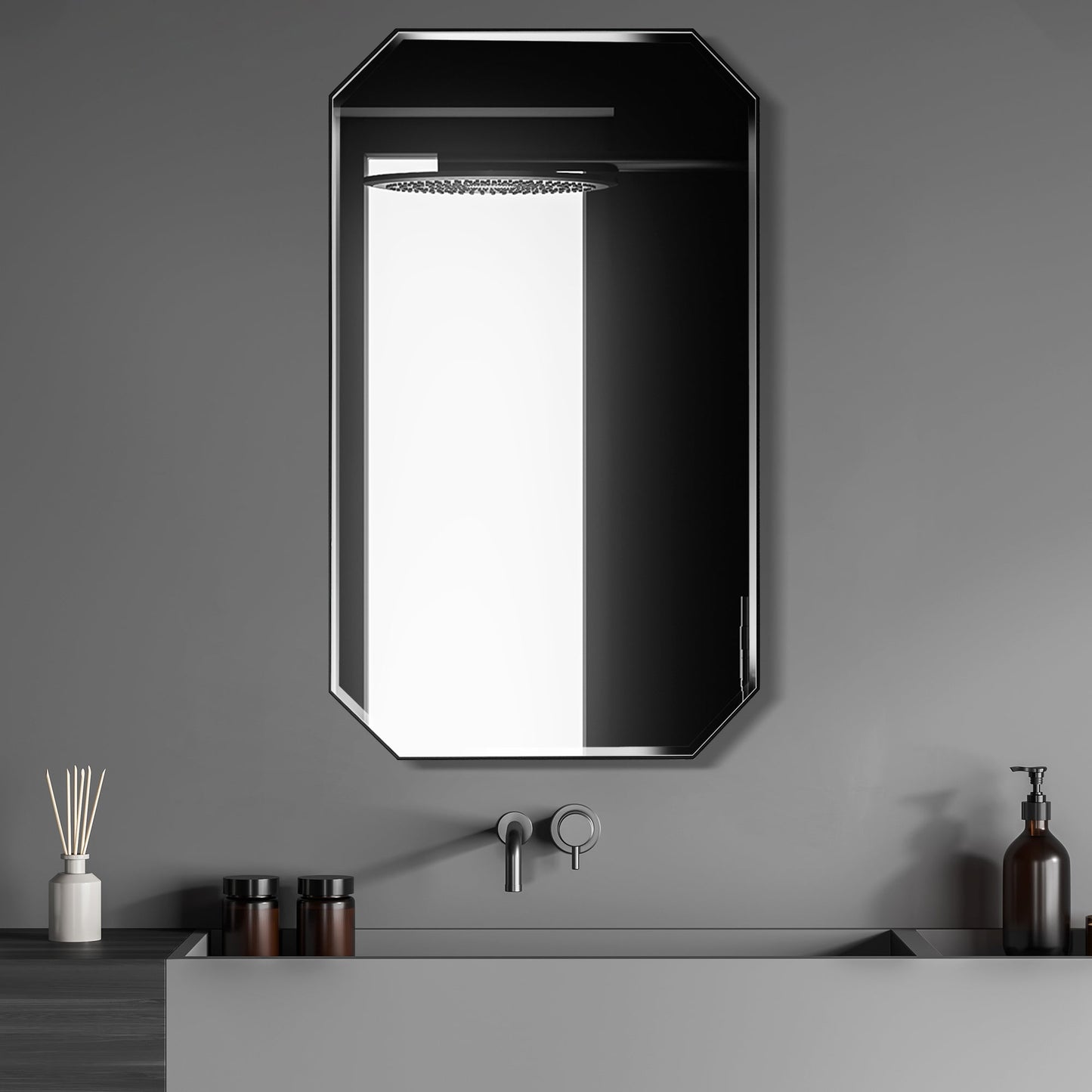 Sabadell 24 in. W x 40 in. H Octagon Metal Wall Mirror