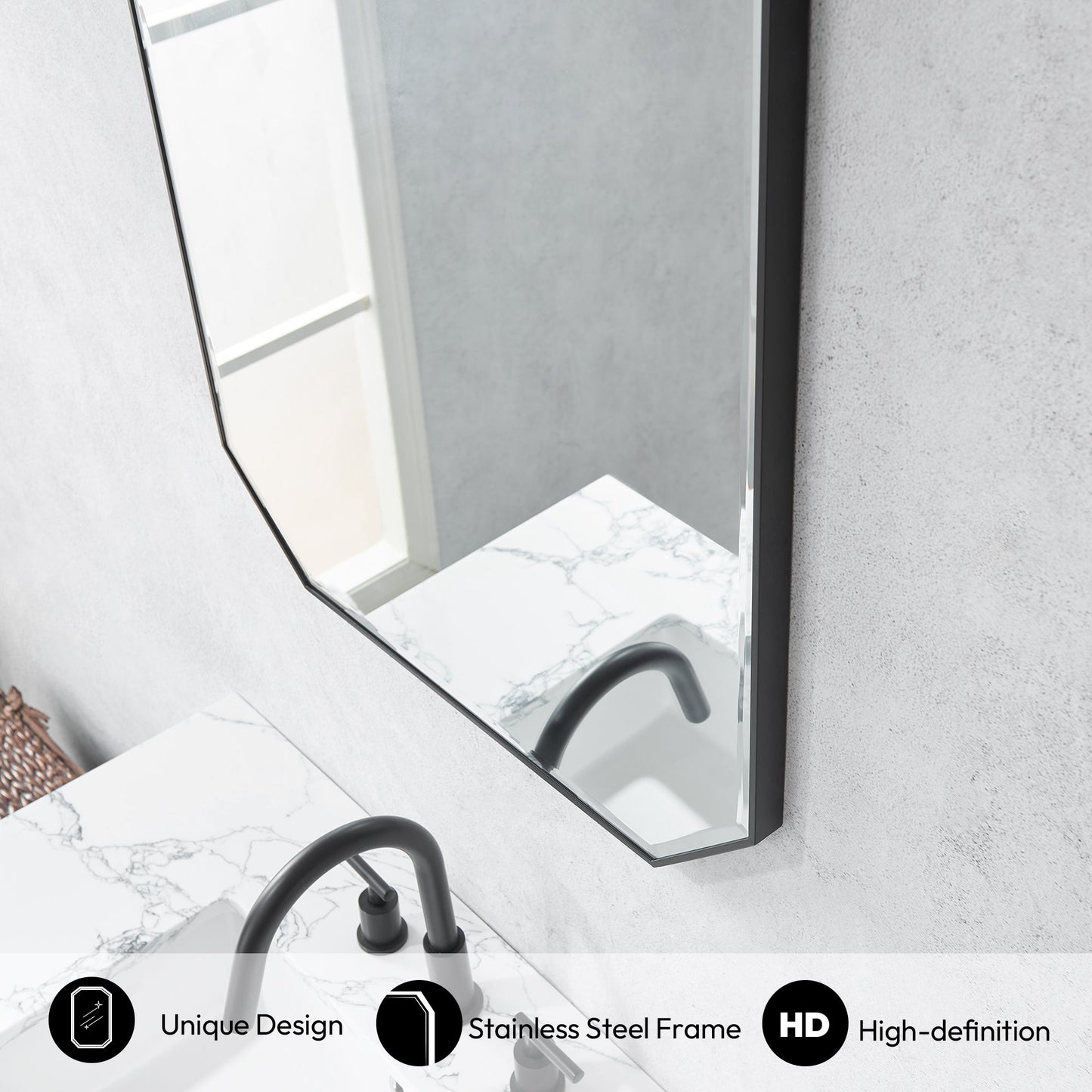 Sabadell 24 in. W x 40 in. H Octagon Metal Wall Mirror
