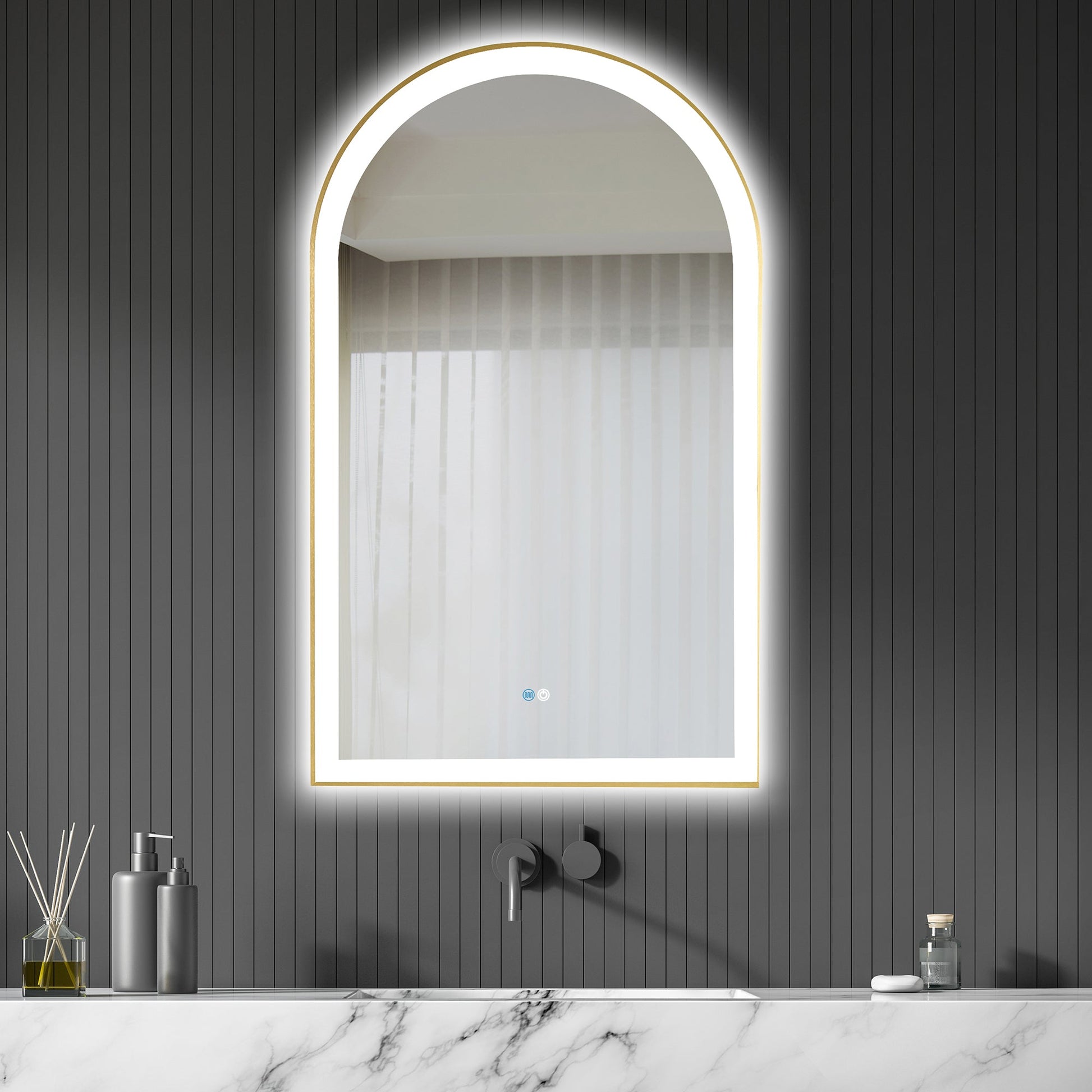 Estartit 24 in. W x 40 in. H Oval Metal Wall Mirror