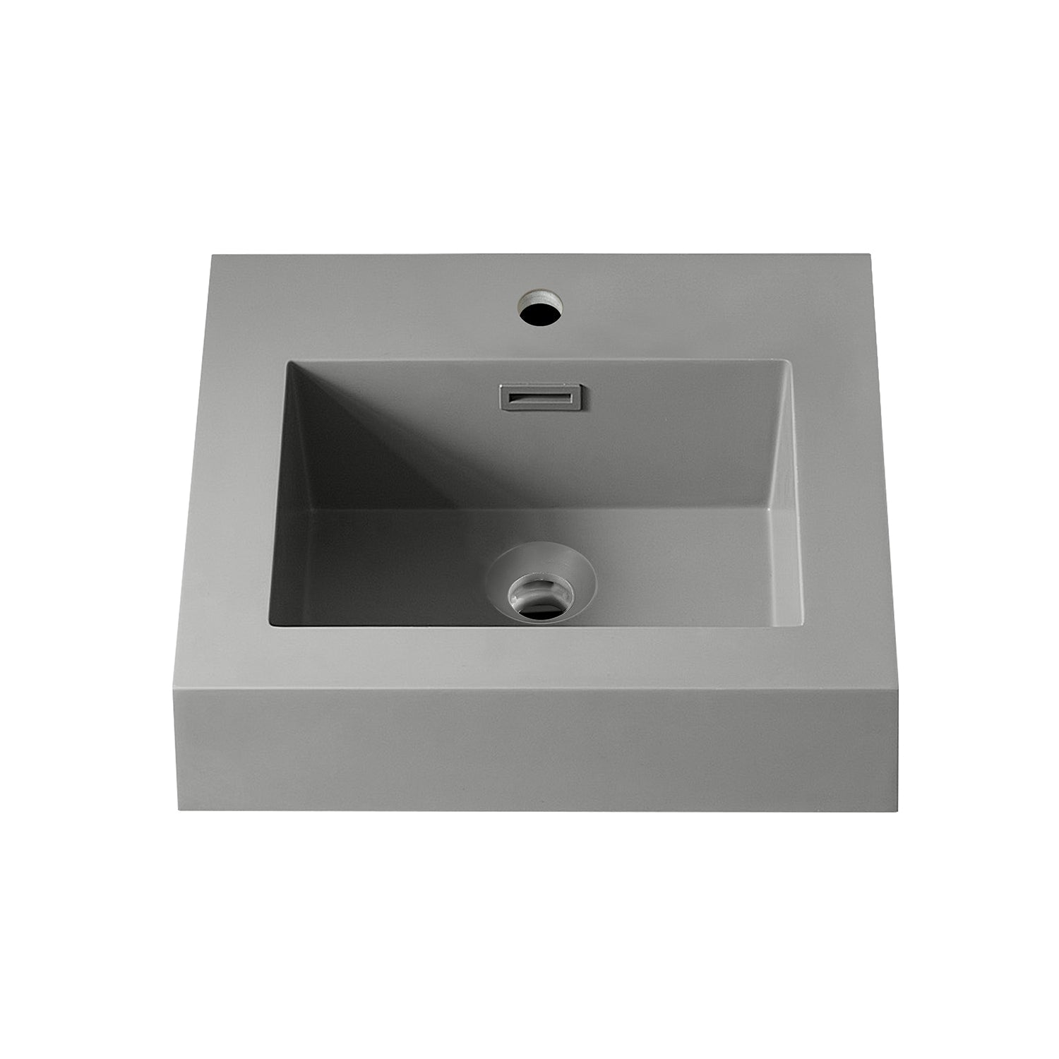 Ablitas Square Grey Finish Composite Granite Stone Vessel Bathroom Vanity Sink