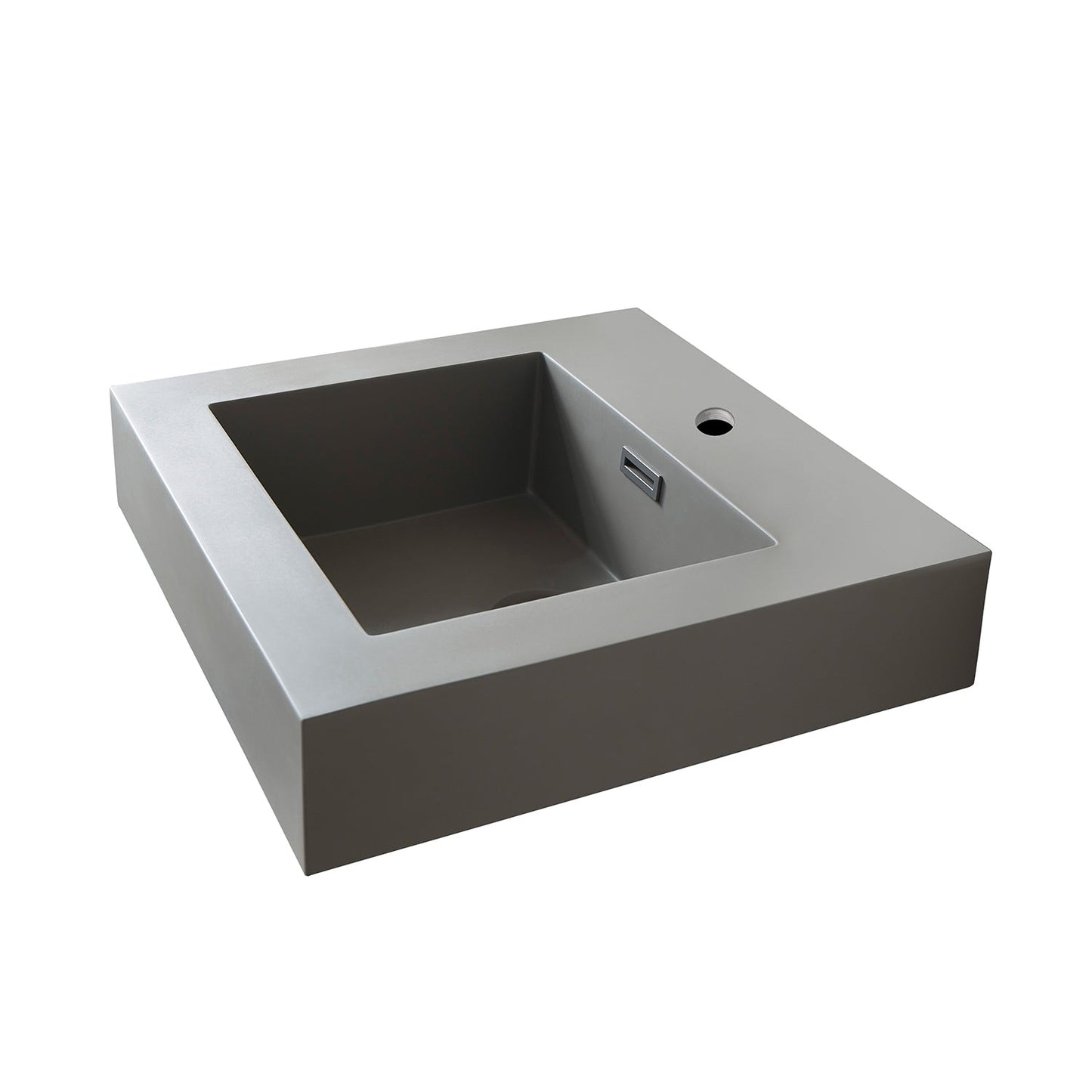 Ablitas Square Grey Finish Composite Granite Stone Vessel Bathroom Vanity Sink