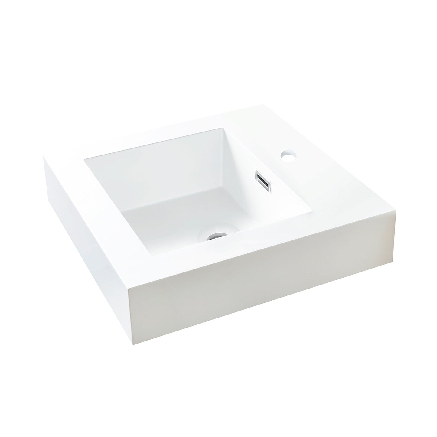 Ablitas Square White Finish Composite Granite Stone Vessel Bathroom Vanity Sink
