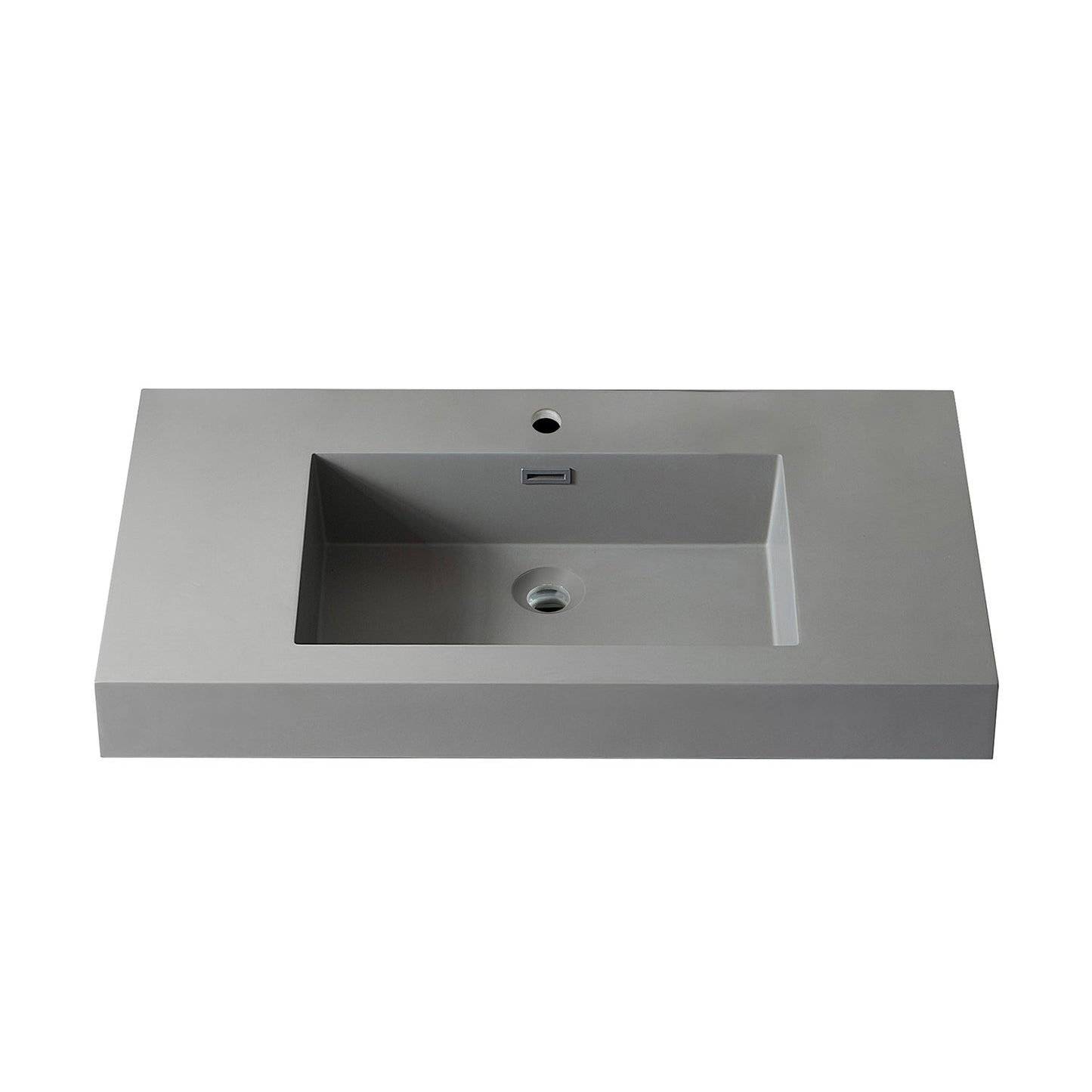 Ablitas Square Grey Finish Composite Granite Stone Vessel Bathroom Vanity Sink