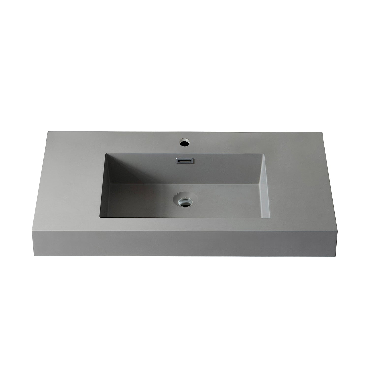 Ablitas Square Grey Finish Composite Granite Stone Vessel Bathroom Vanity Sink