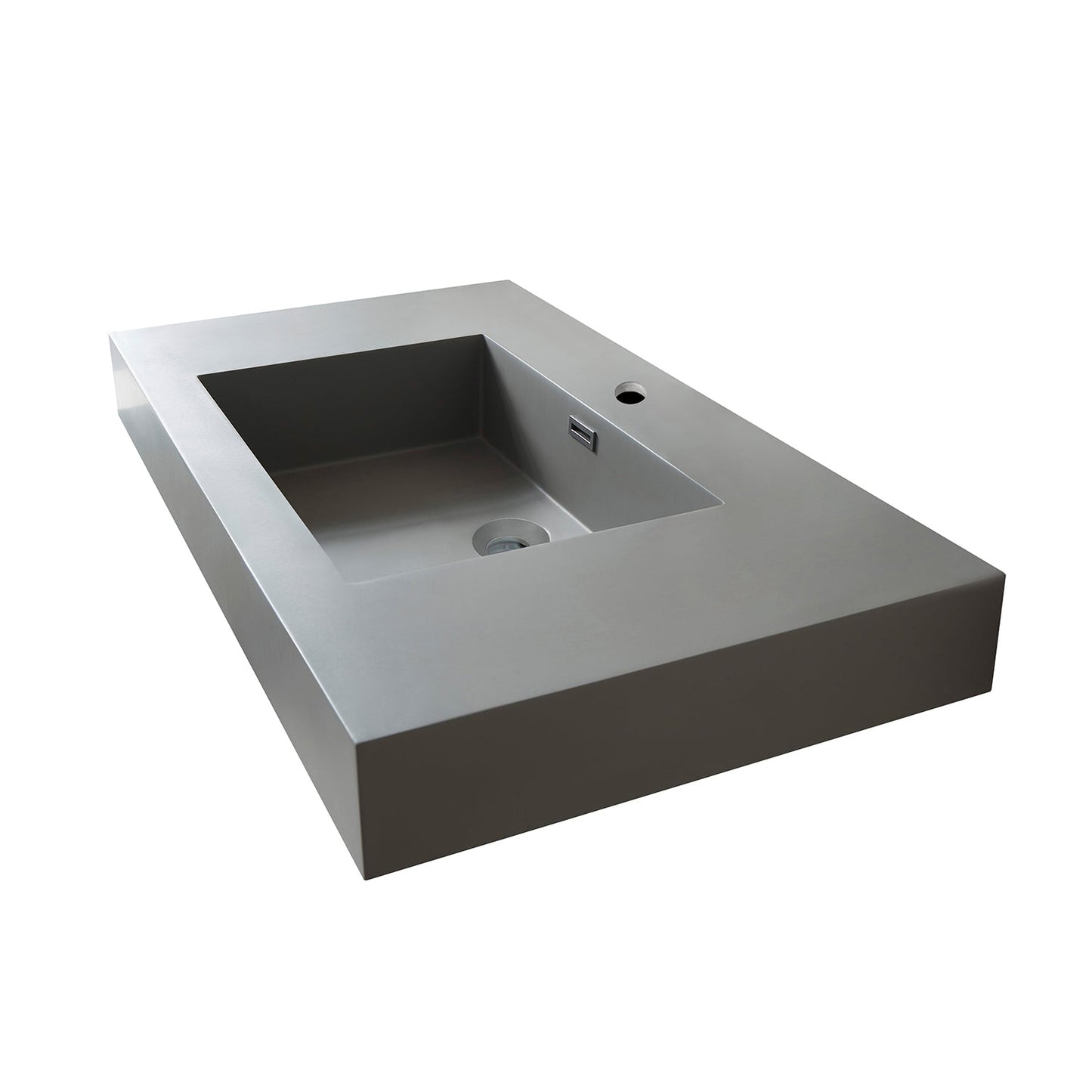 Ablitas Square Grey Finish Composite Granite Stone Vessel Bathroom Vanity Sink