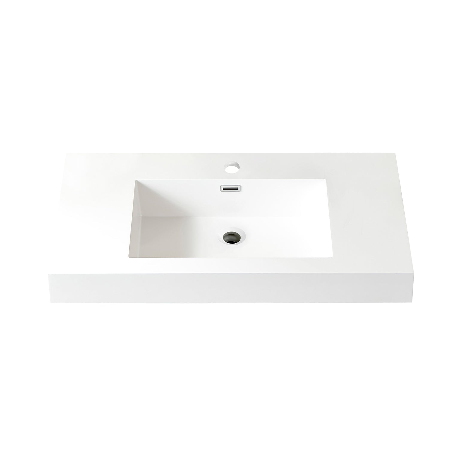 Ablitas Square White Finish Composite Granite Stone Vessel Bathroom Vanity Sink