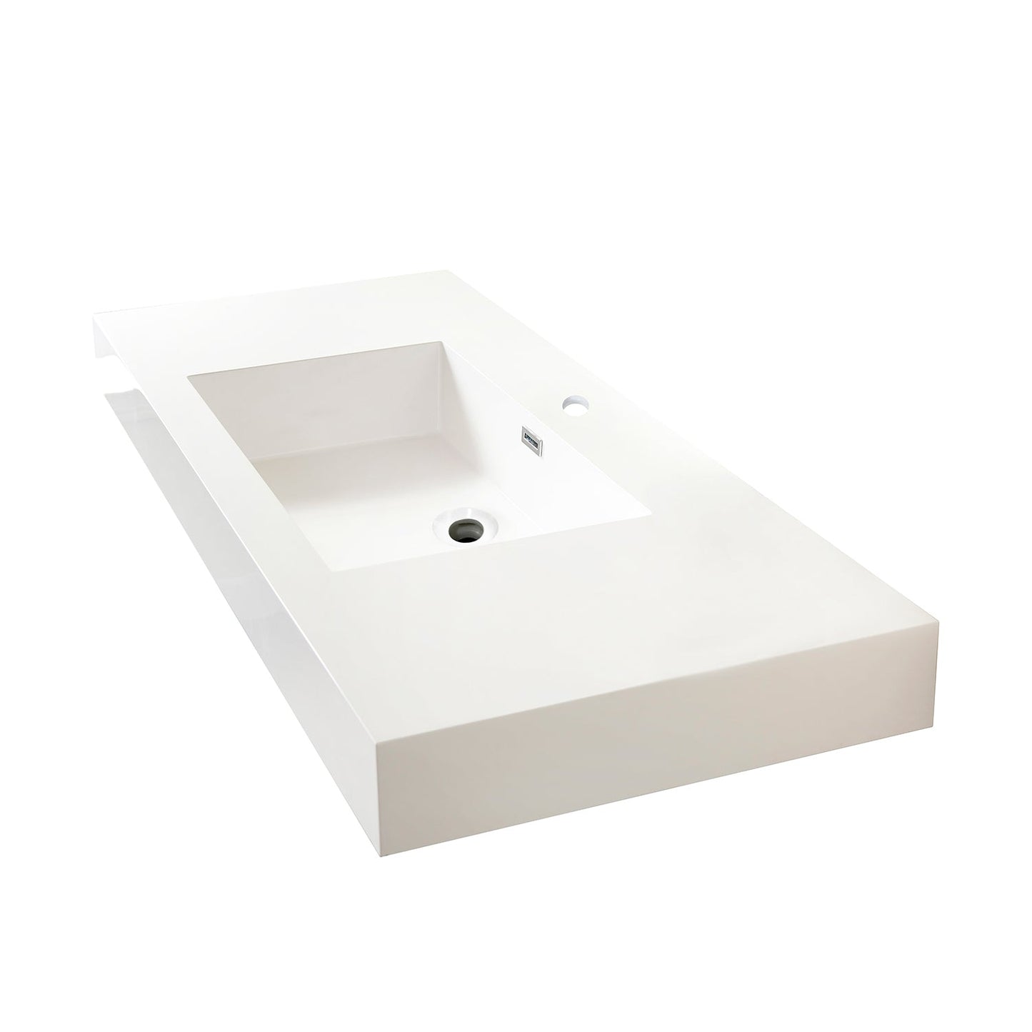 Ablitas Square White Finish Composite Granite Stone Vessel Bathroom Vanity Sink