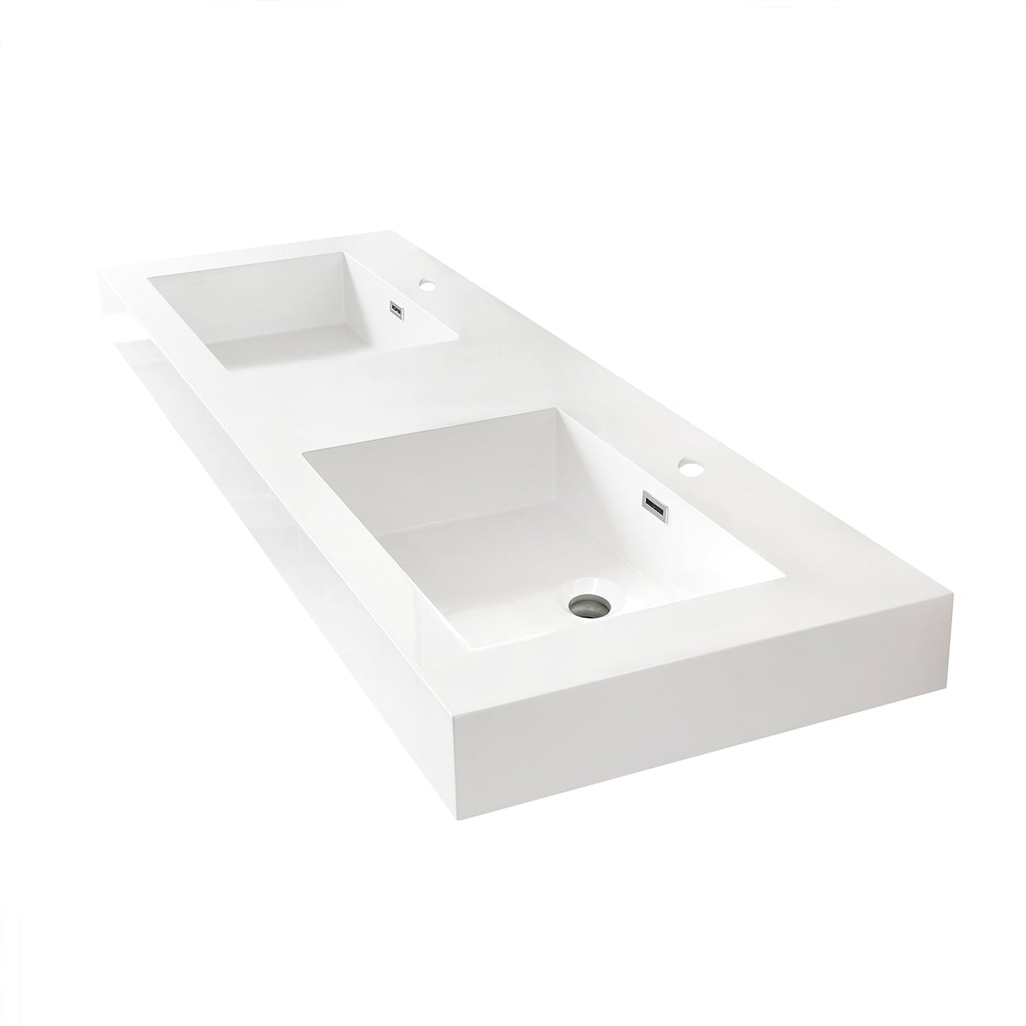 Ablitas Square White Finish Composite Granite Stone Vessel Bathroom Vanity Sink