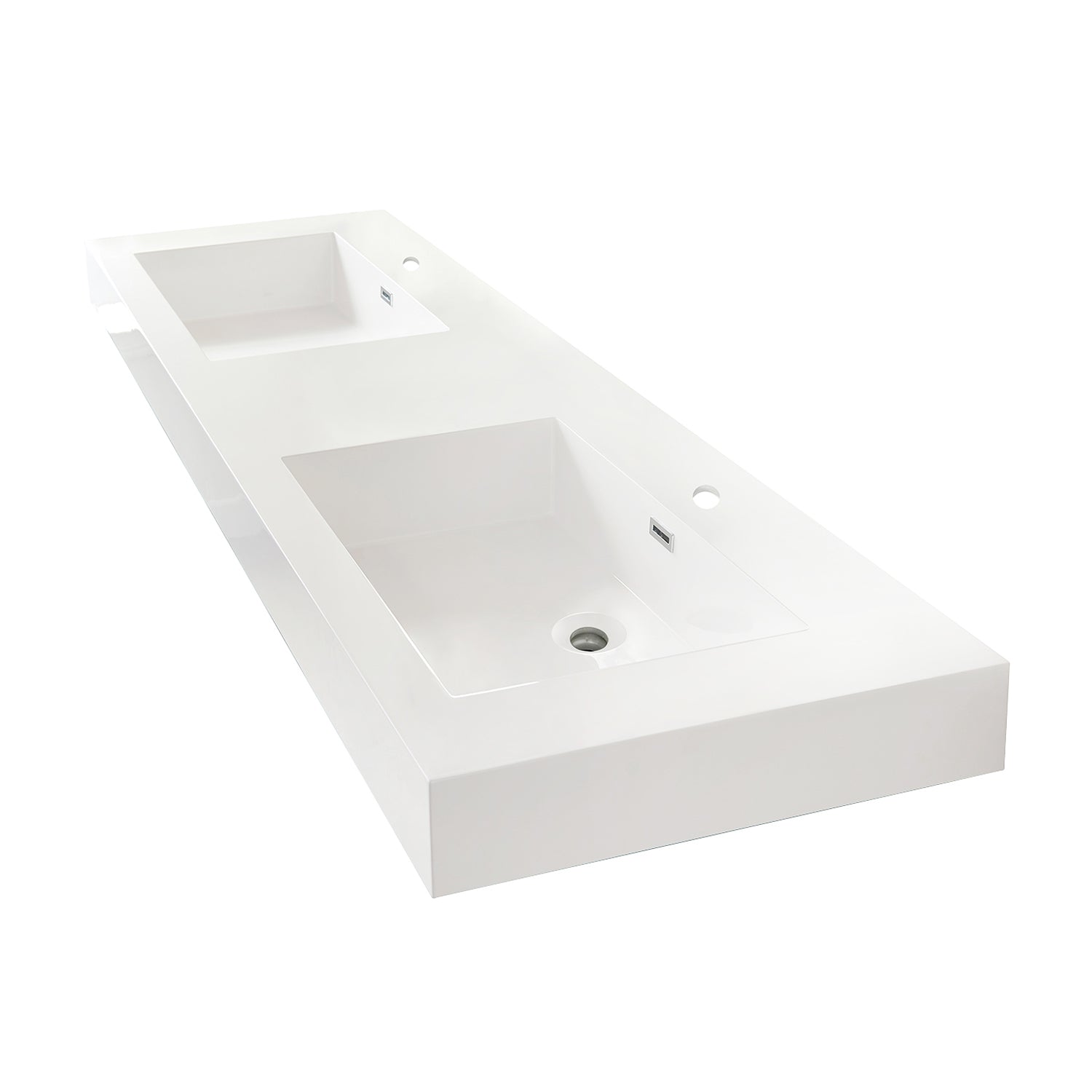 Ablitas Square White Finish Composite Granite Stone Vessel Bathroom Vanity Sink